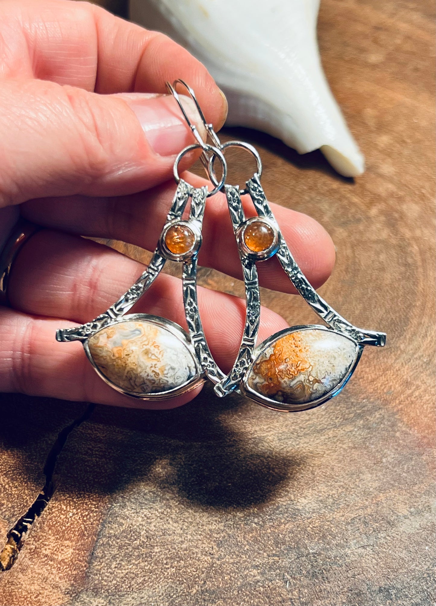 Laguna Lace and Sunstone Sterling Silver Earrings