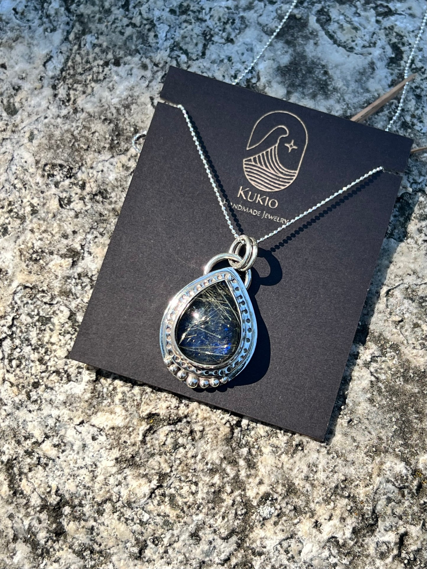 Labradorite and Rutile Doublet Sterling Silver Pendant