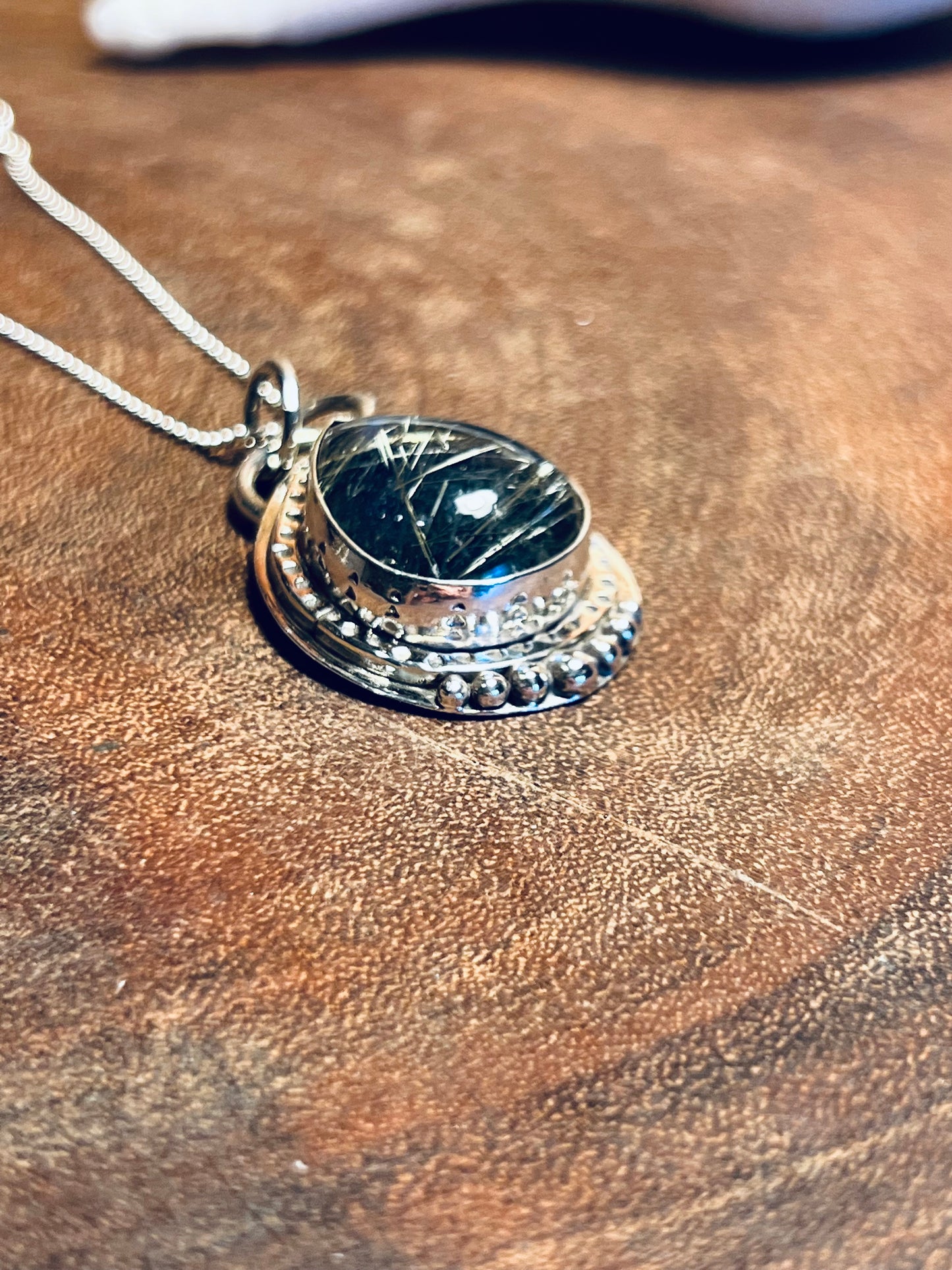 Labradorite and Rutile Doublet Sterling Silver Pendant