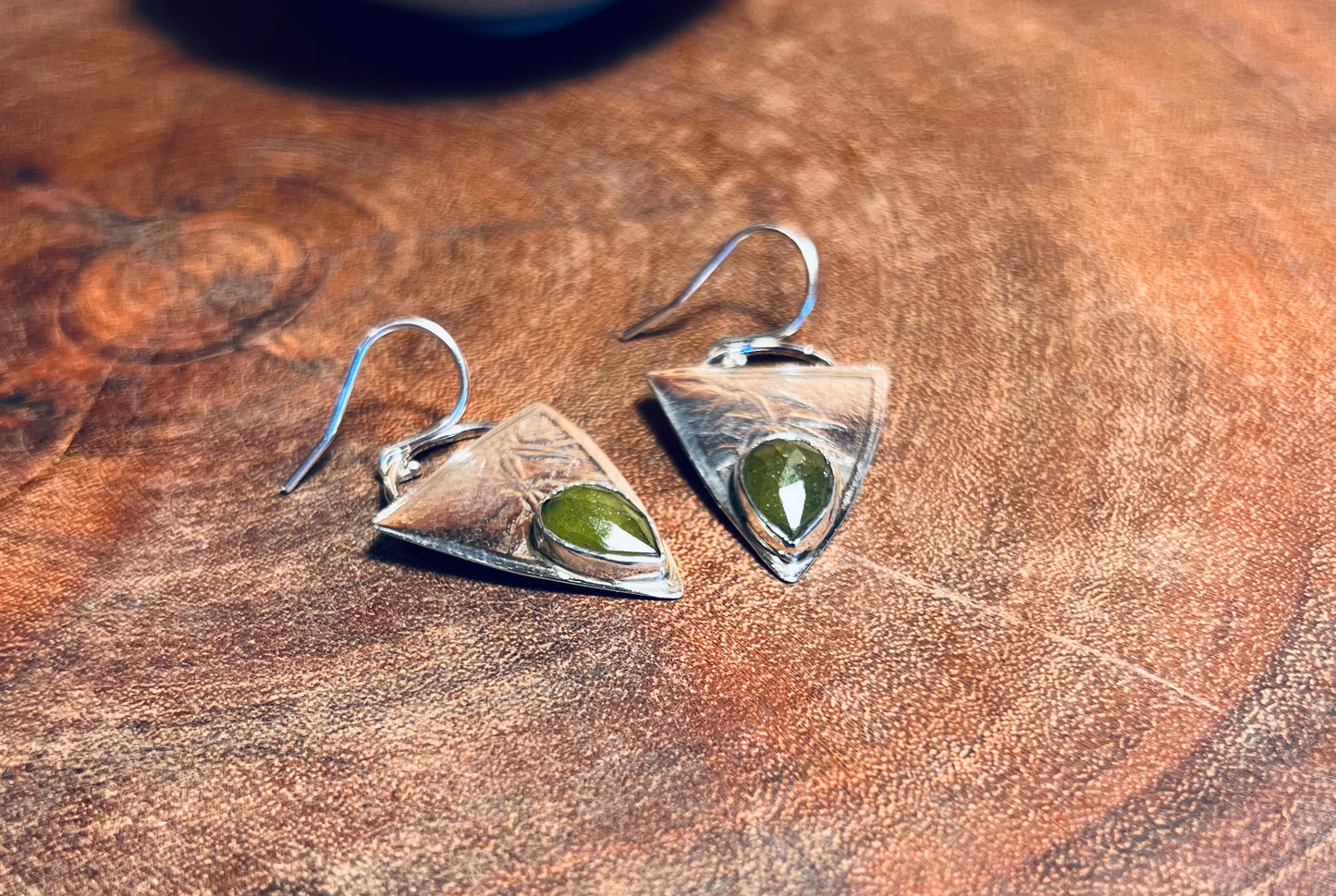 Sterling Silver Vesuvianite Patterned Earrings