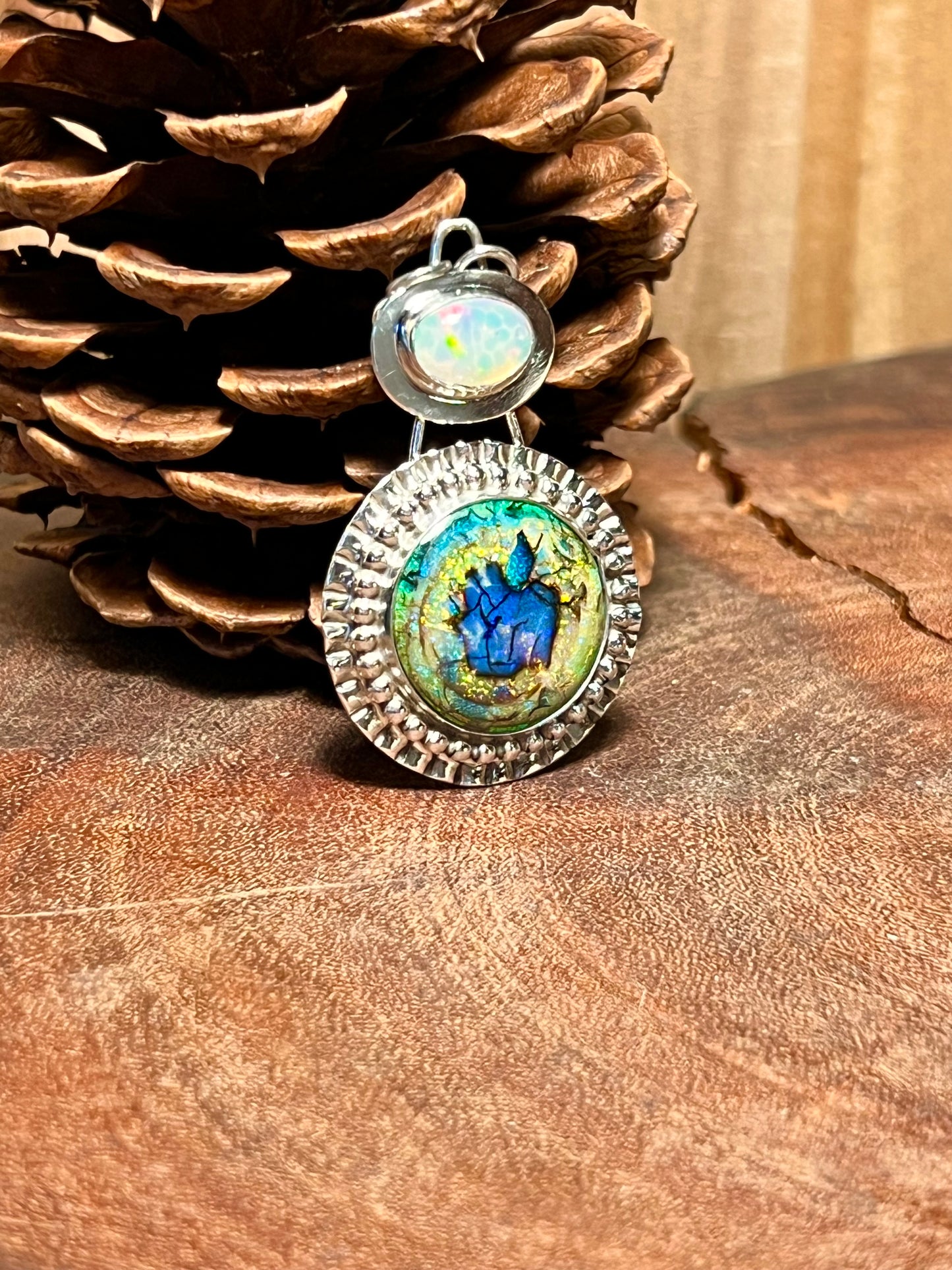 Sterling Opal and Opal Pendant