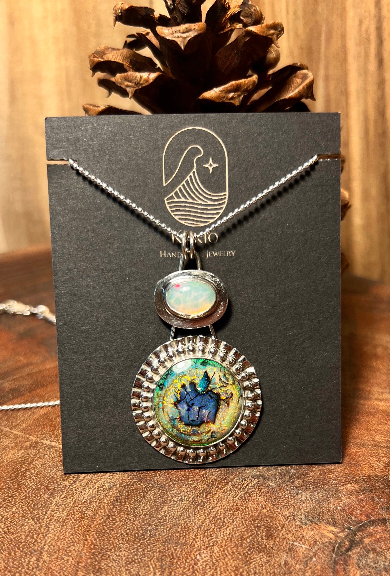 Sterling Opal and Opal Pendant