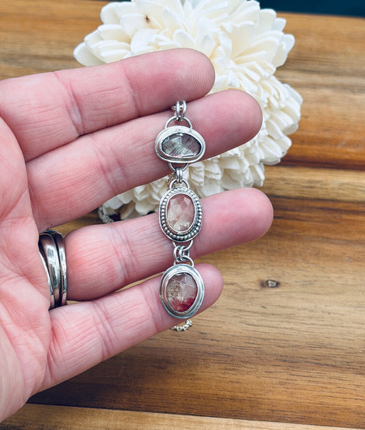 Triple Andesine Sterling Silver Pendant