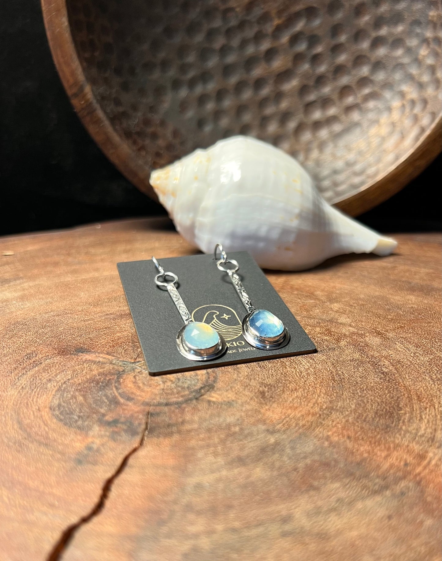 Sterling Silver Aquamarine Patterned Dangle Earrings