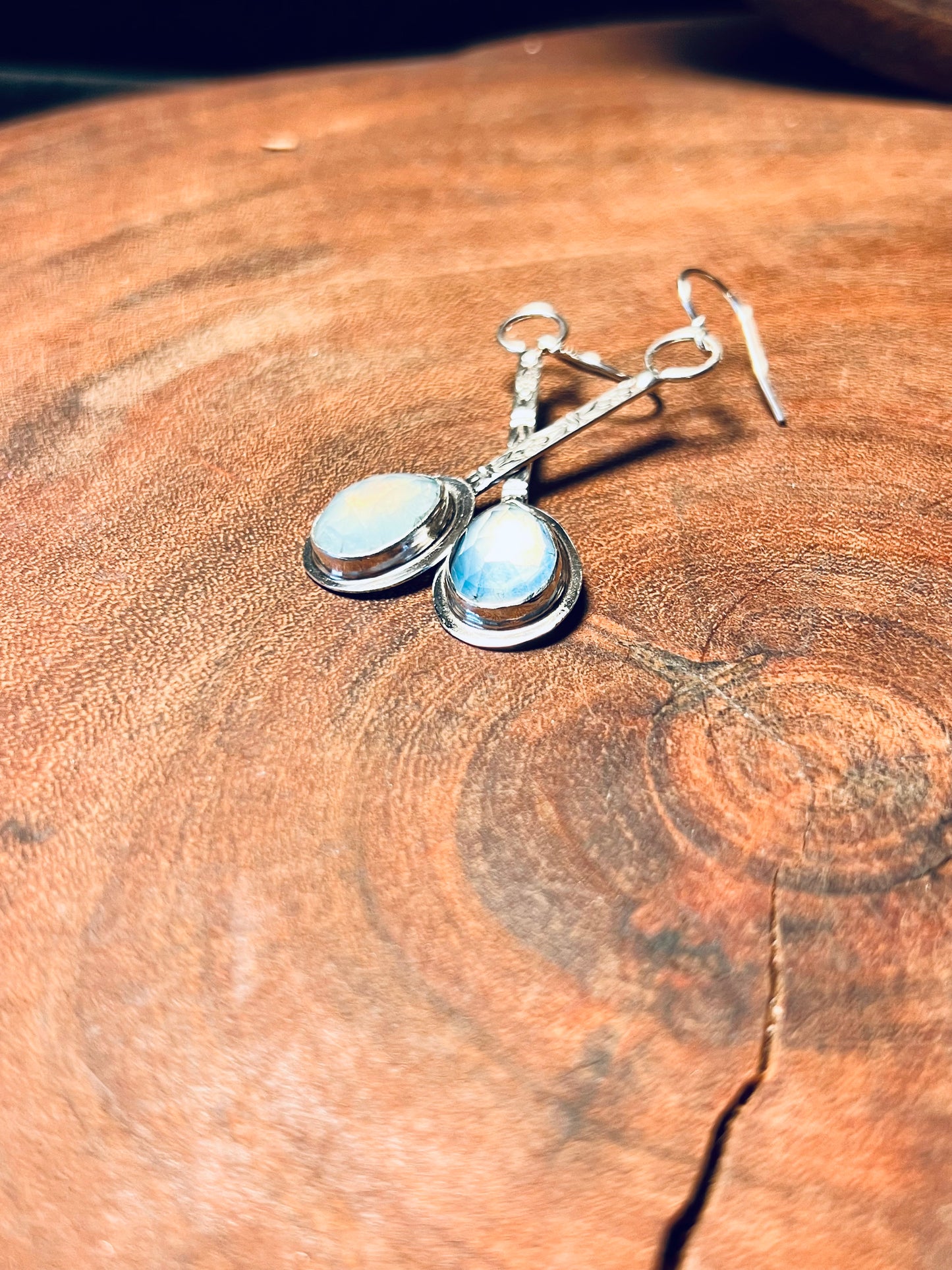 Sterling Silver Aquamarine Patterned Dangle Earrings