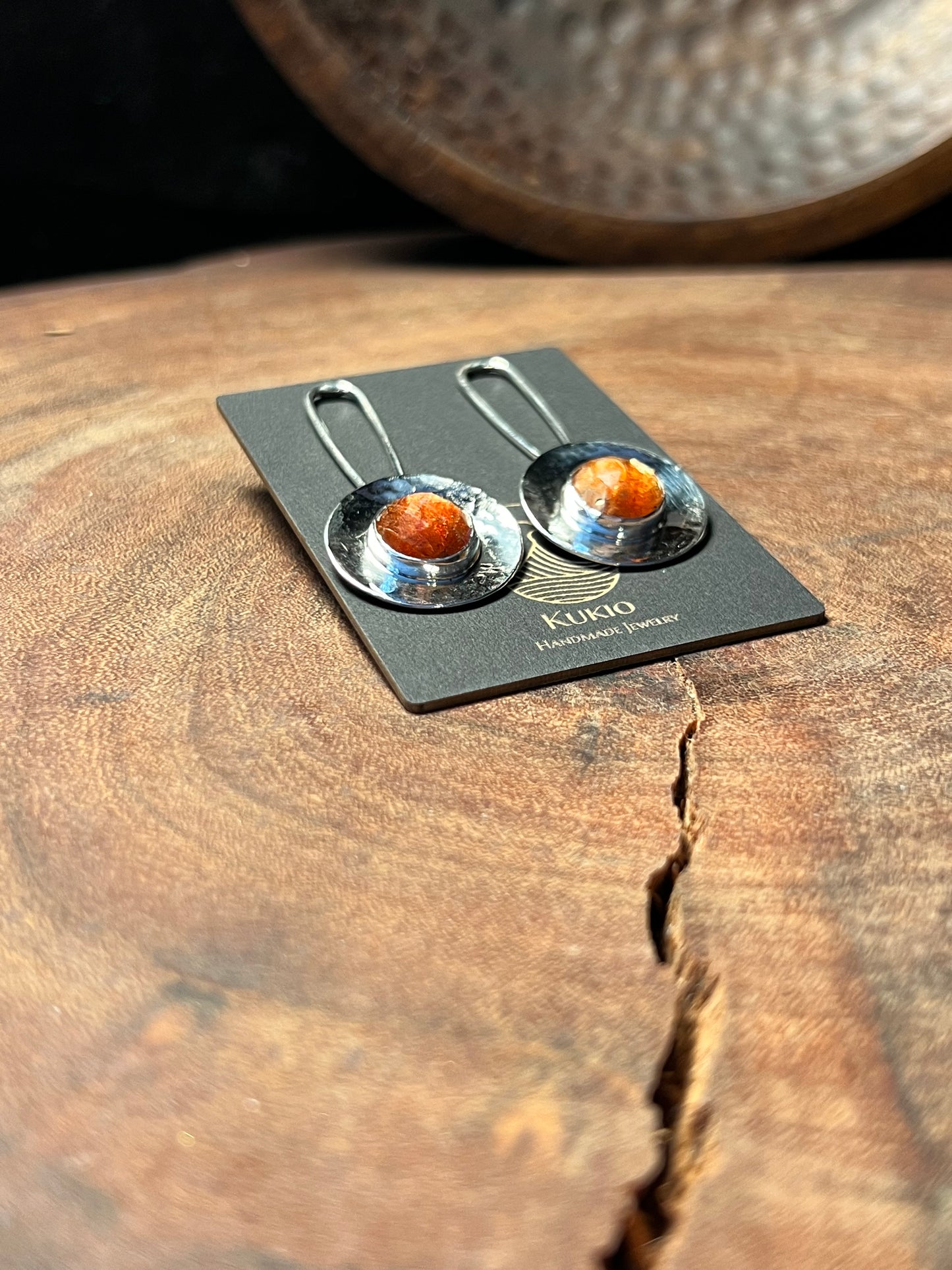 Madras Sunstone Sterling Silver Drop Stud Earrings