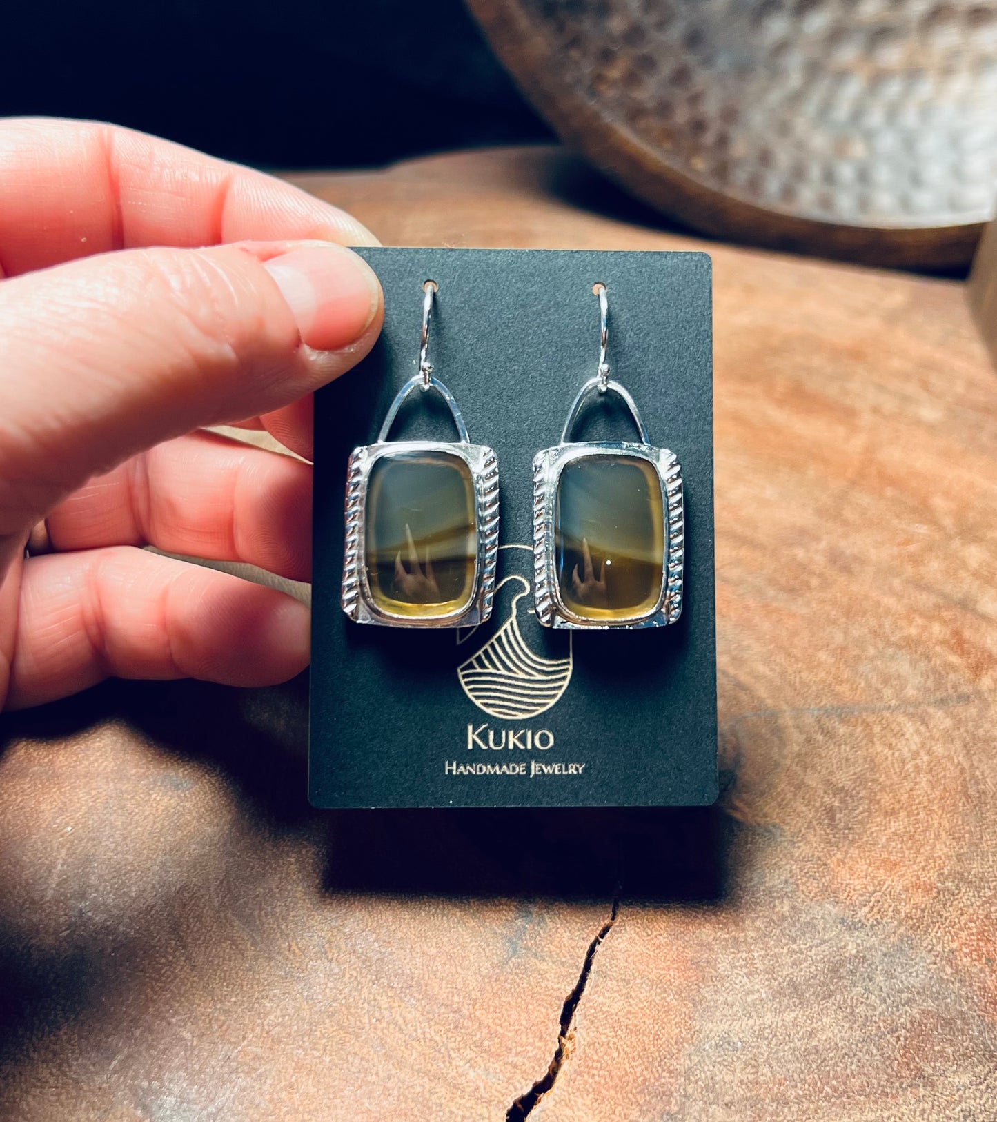 Sterling Silver Montana Agate Earrings