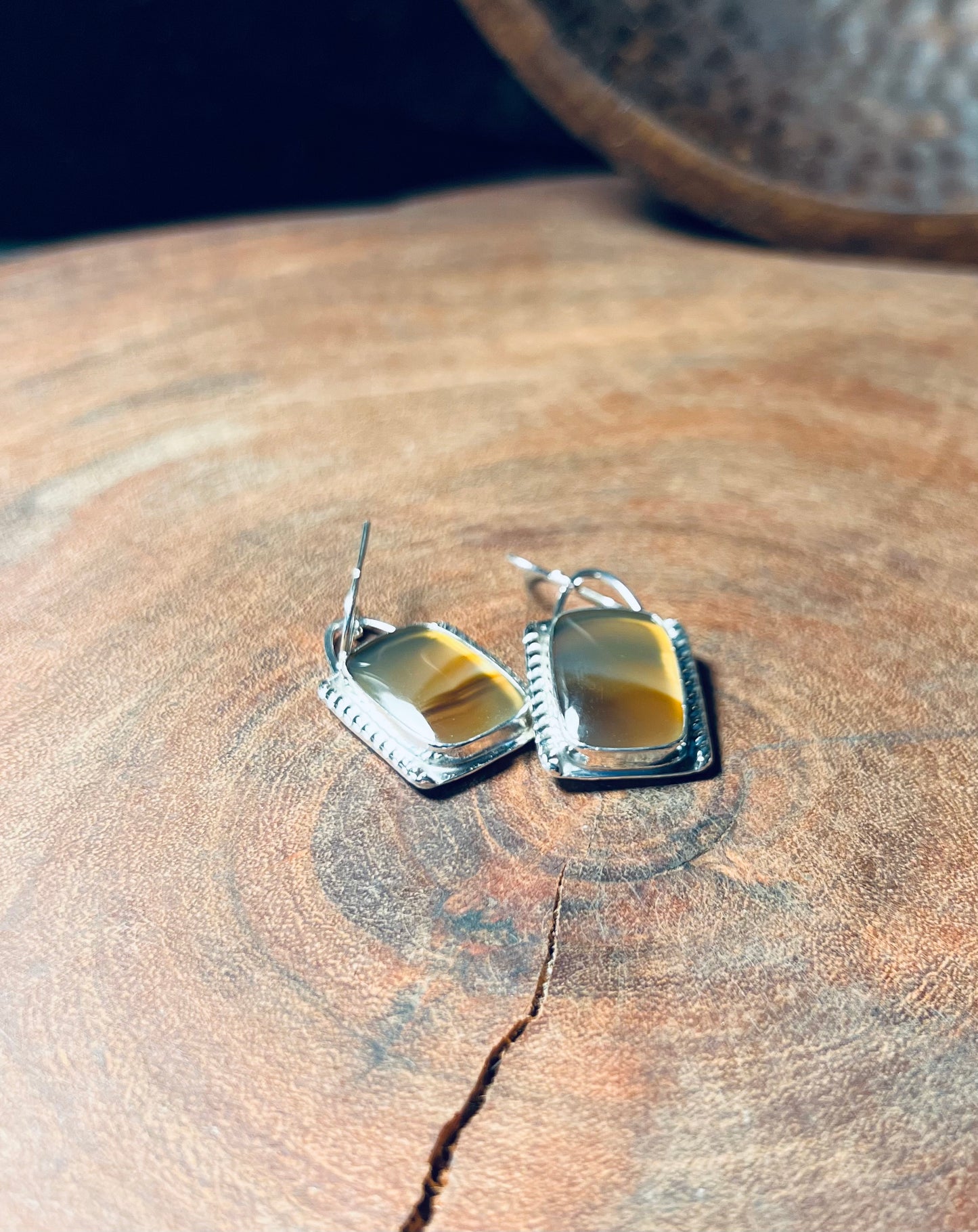 Sterling Silver Montana Agate Earrings