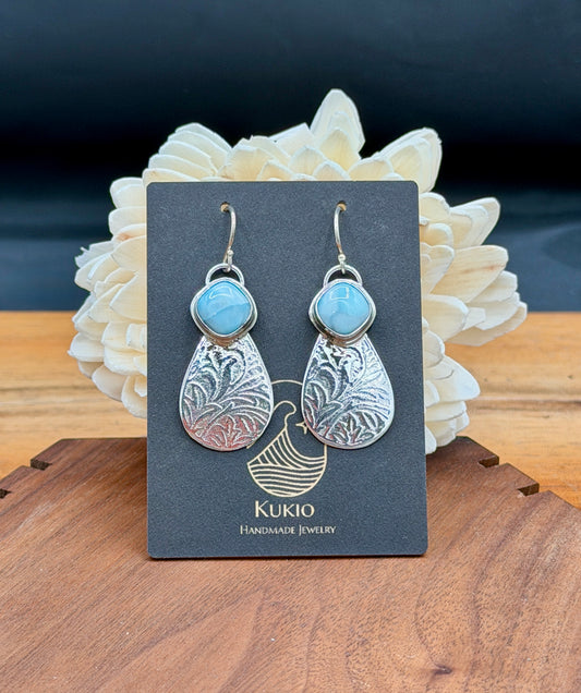 Larimar Patterned Sterling Silver Earrings