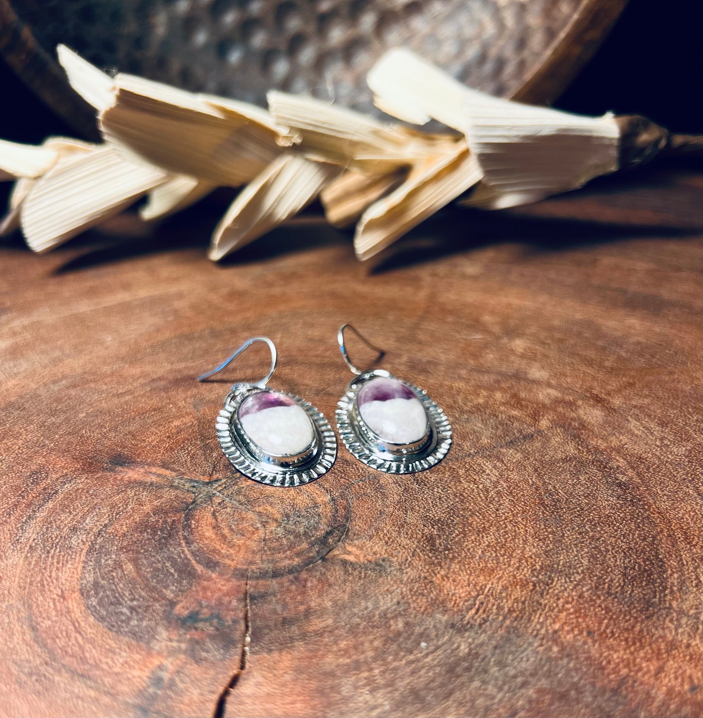 Sterling Silver Chevron Amethyst Earrings