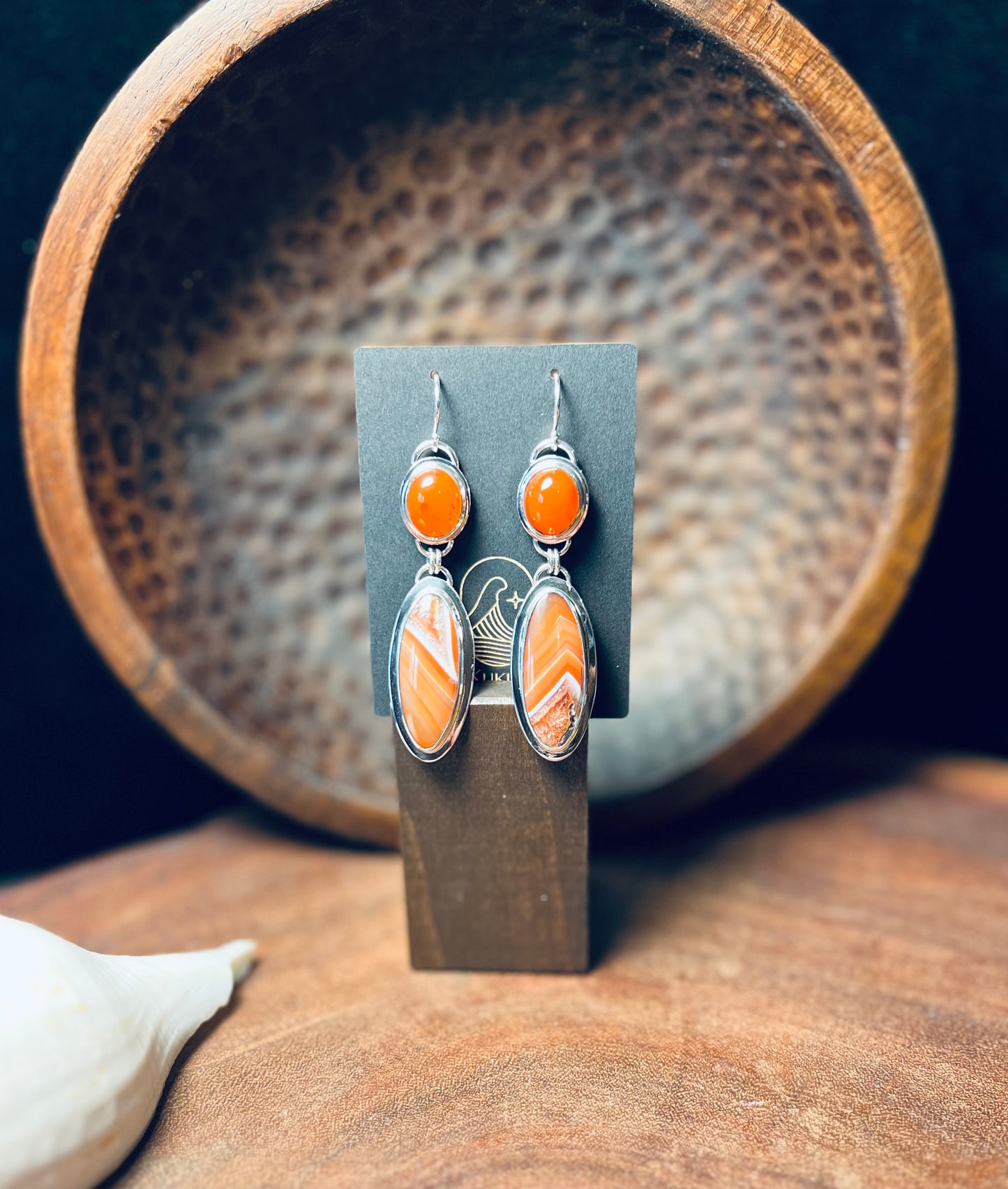 Red Lace Agate and Carnelian Sterling Silver Earrings