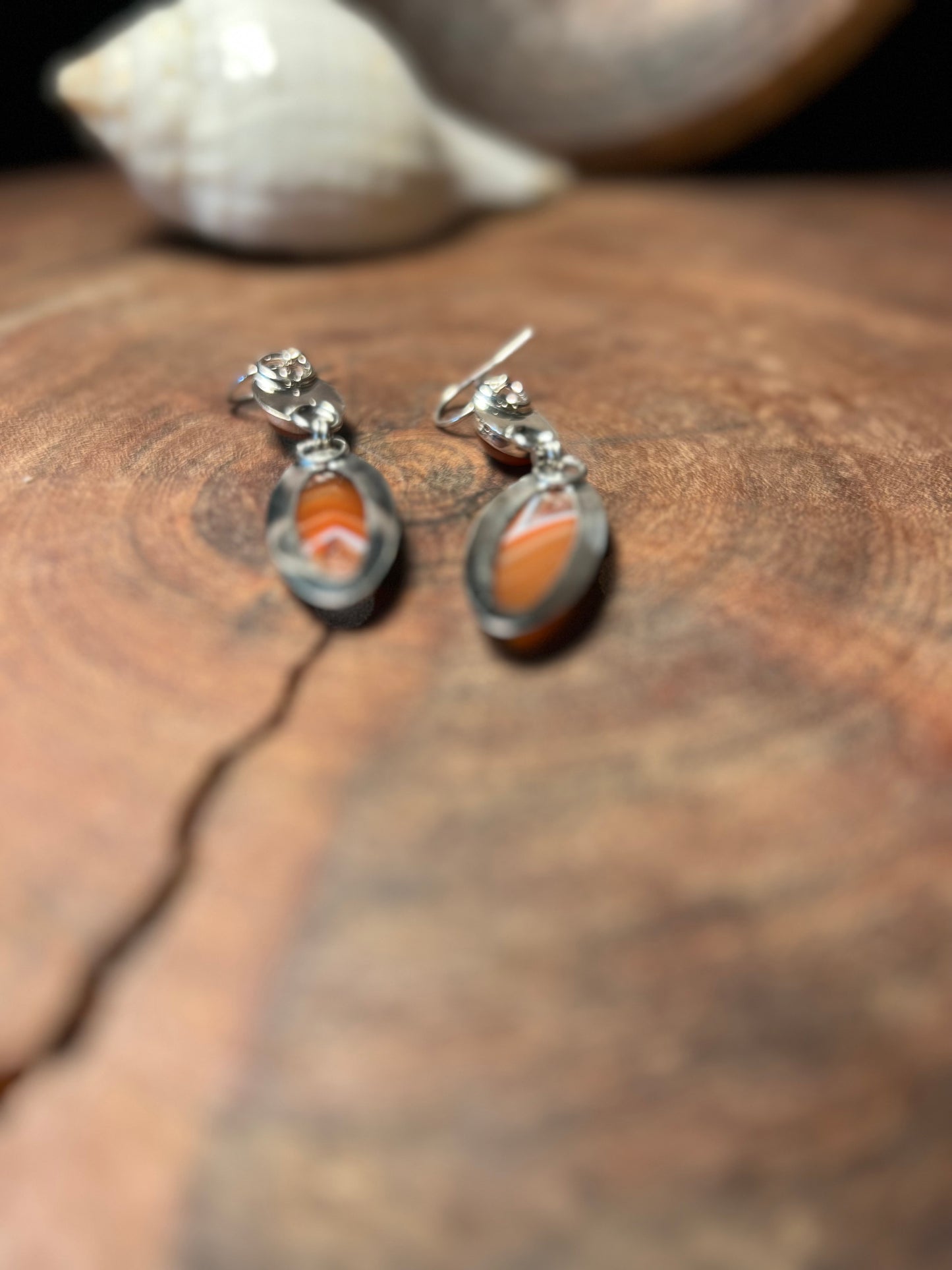 Red Lace Agate and Carnelian Sterling Silver Earrings