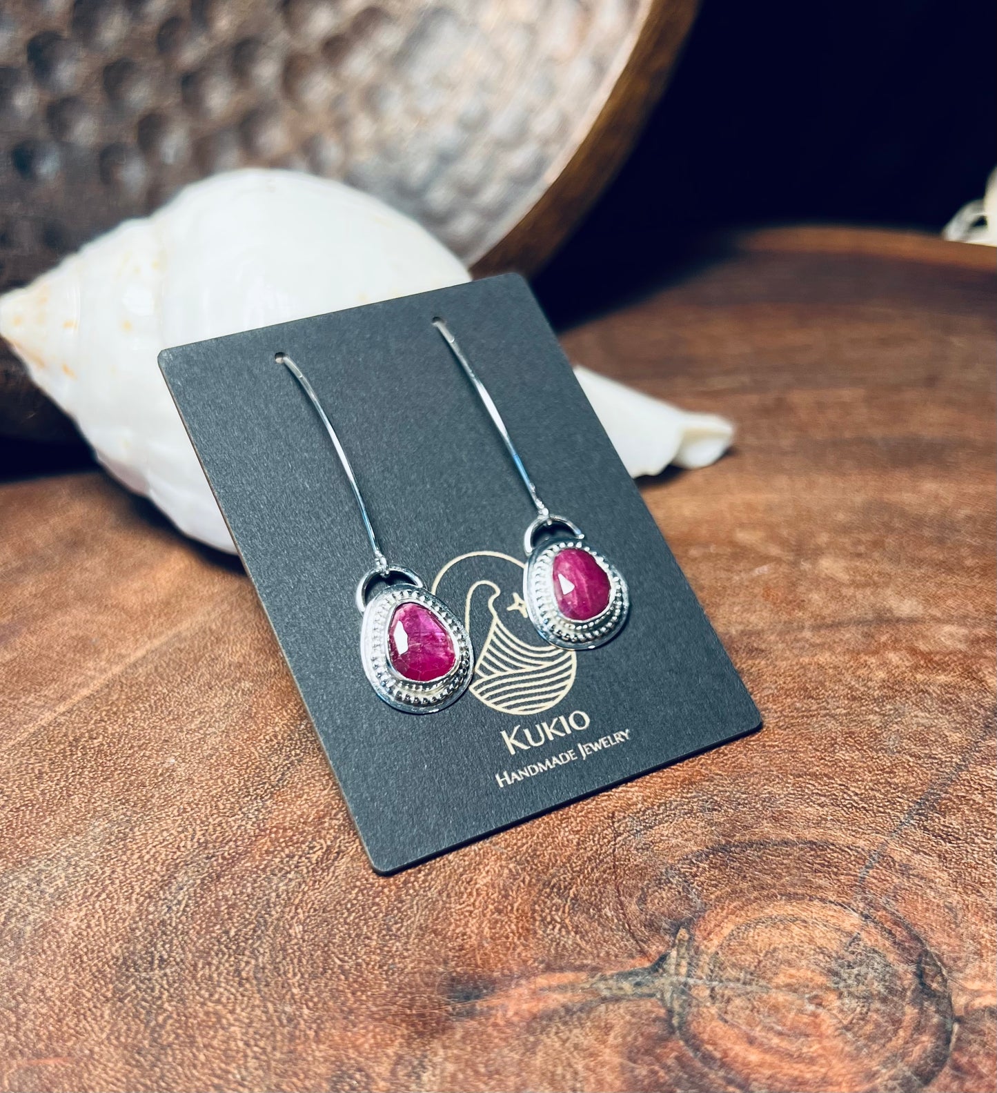 Sterling Silver Ruby Dangle Earrings