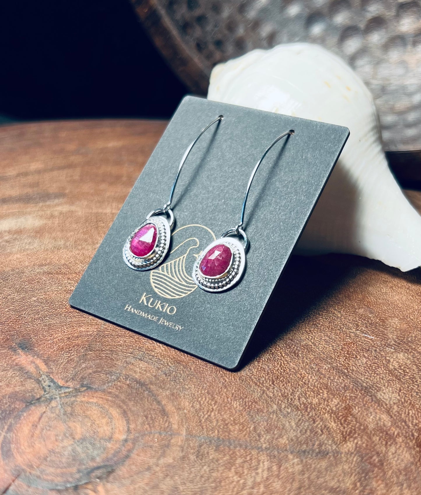 Sterling Silver Ruby Dangle Earrings