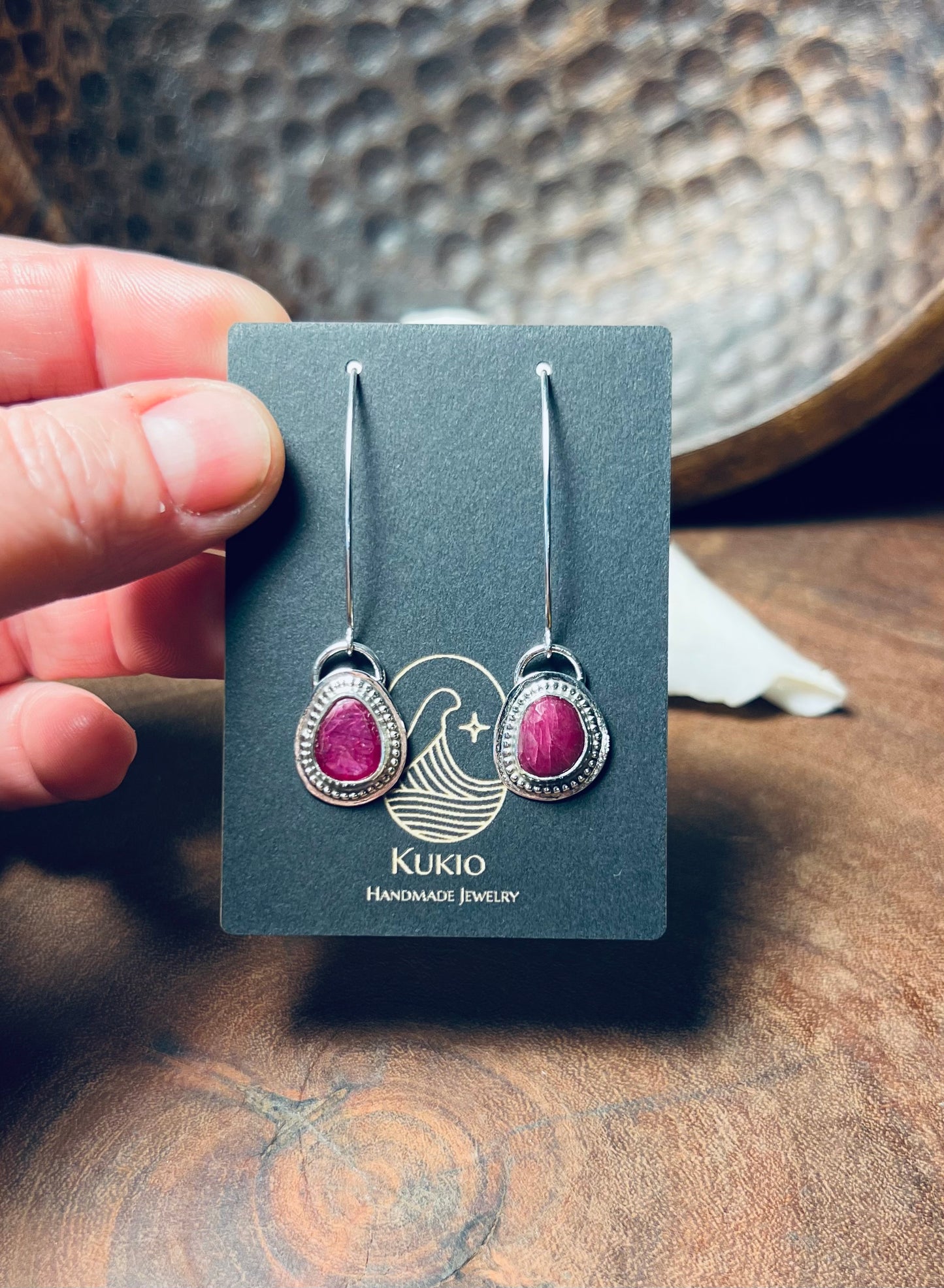 Sterling Silver Ruby Dangle Earrings