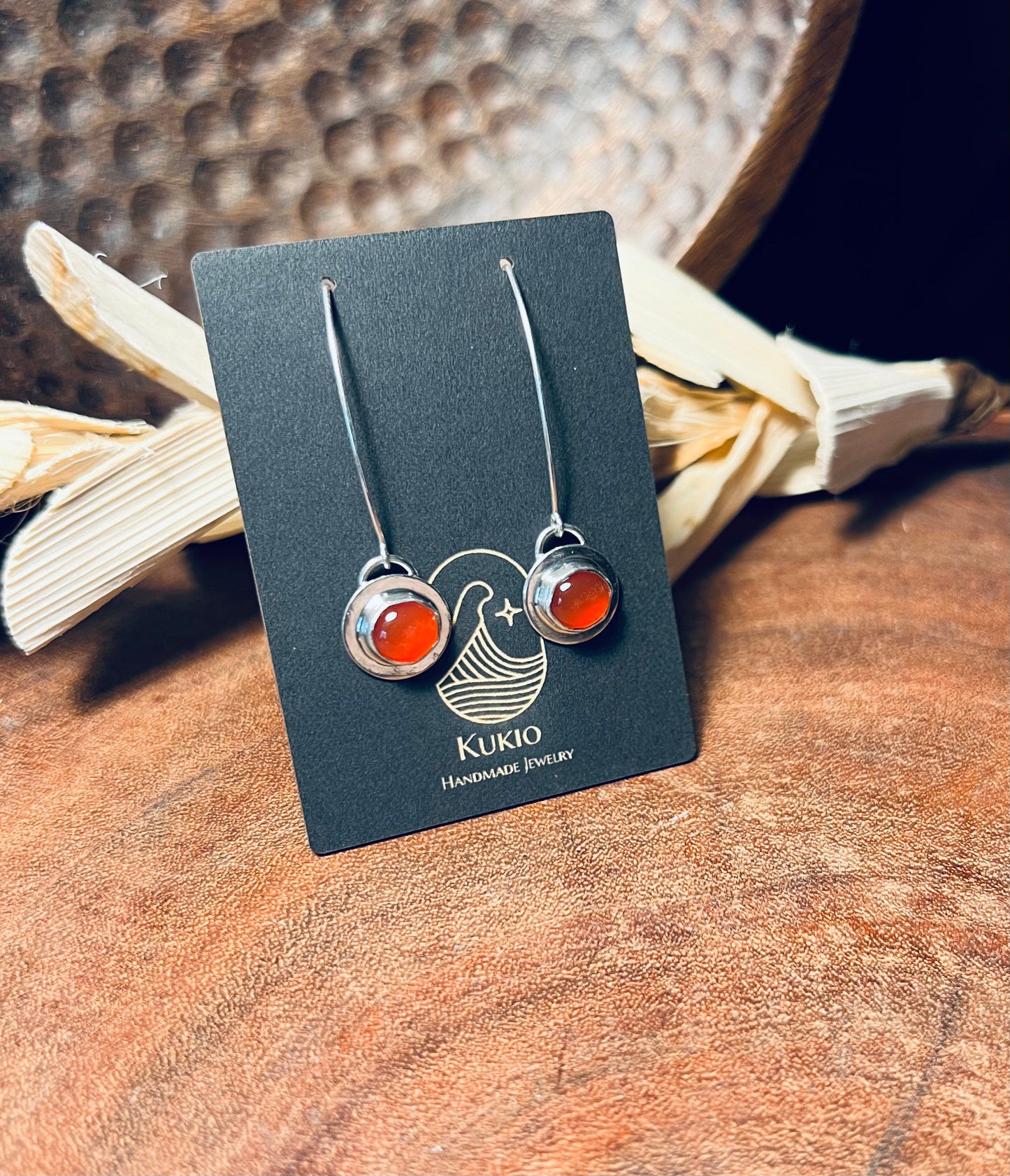 Sterling Silver Carnelian Dangle Earrings