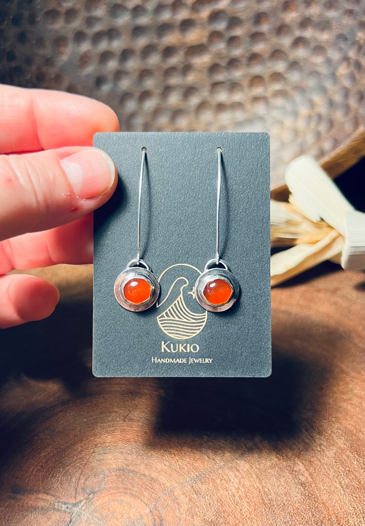 Sterling Silver Carnelian Dangle Earrings