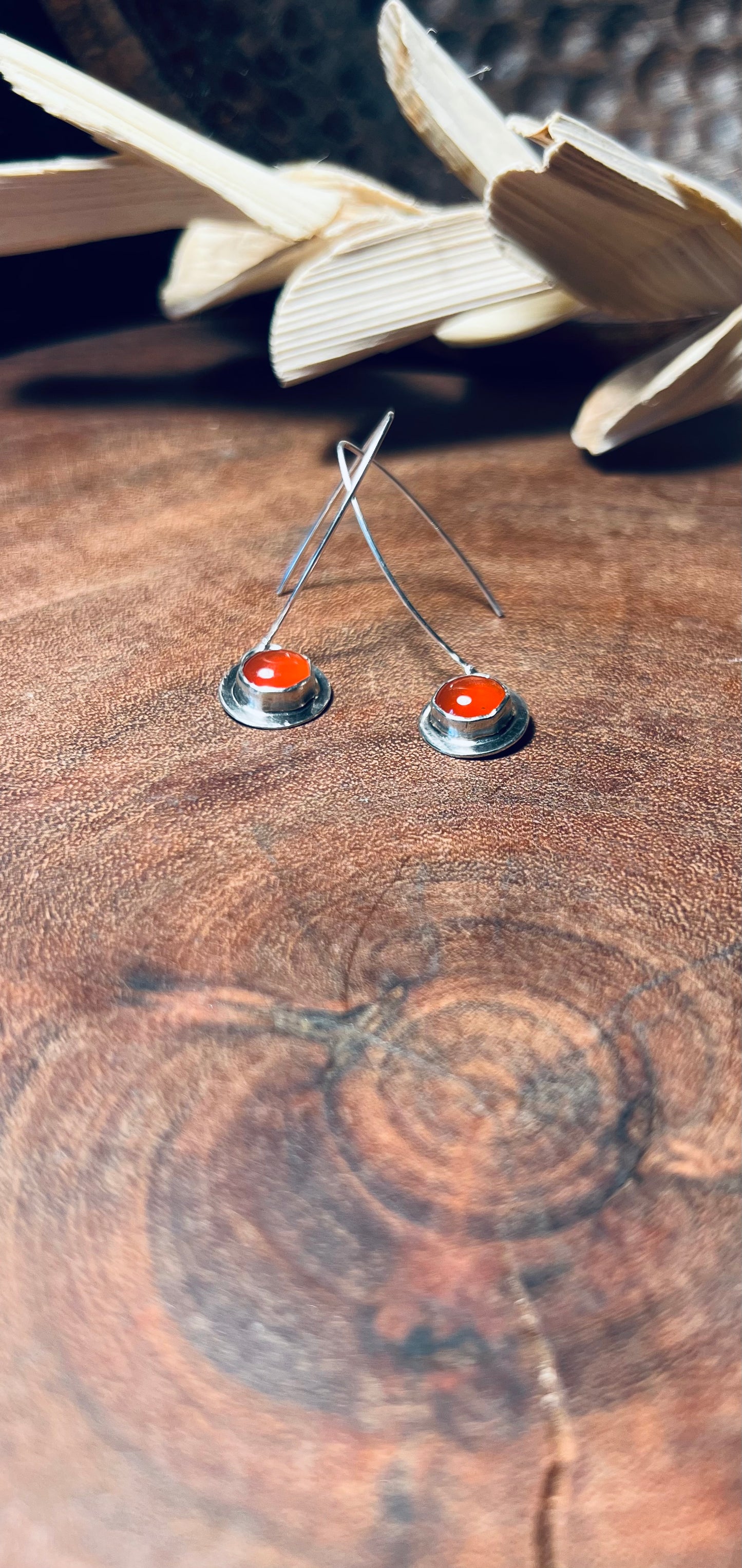 Sterling Silver Carnelian Dangle Earrings