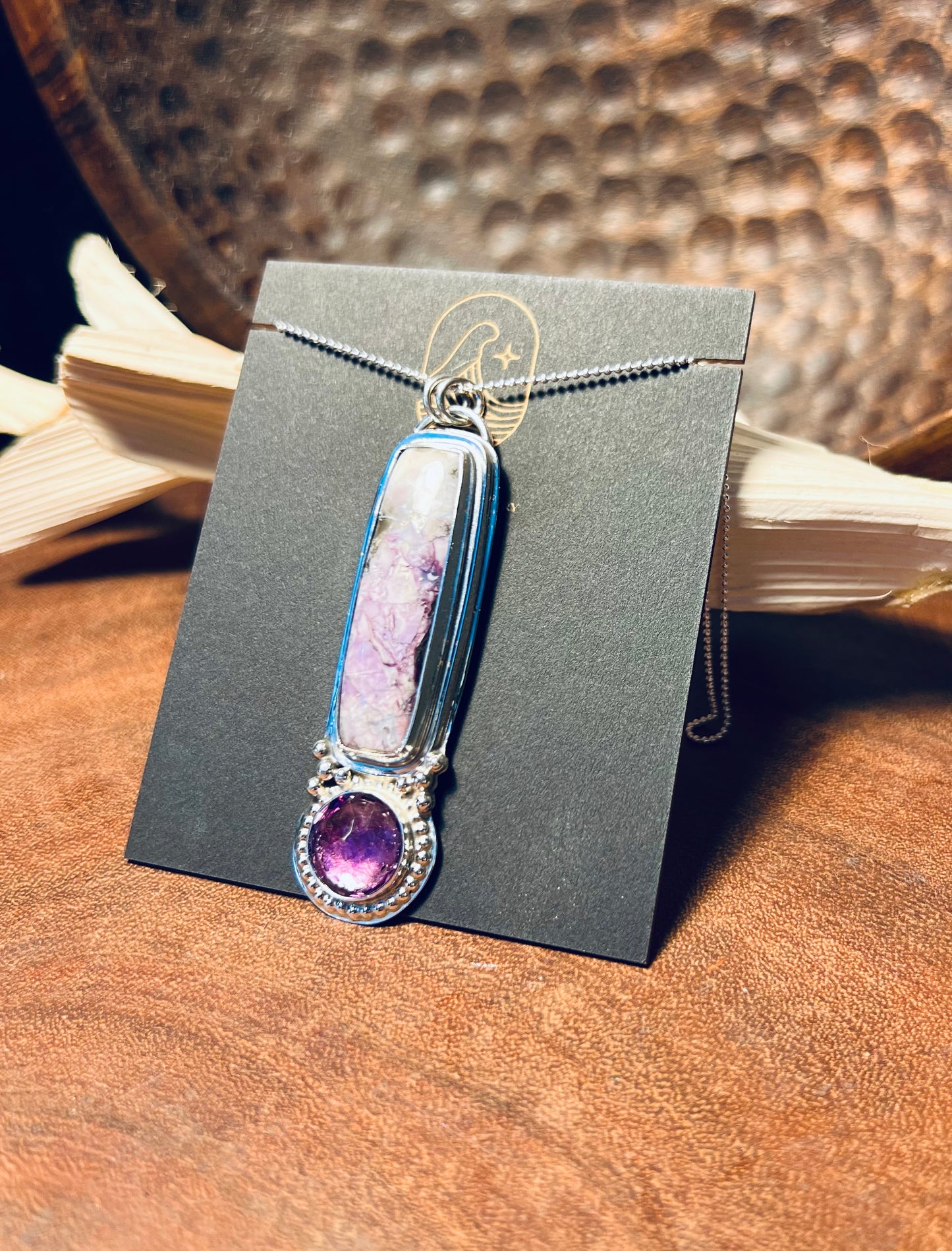 Sterling Silver Tiffany Stone and Amethyst Long Pendant