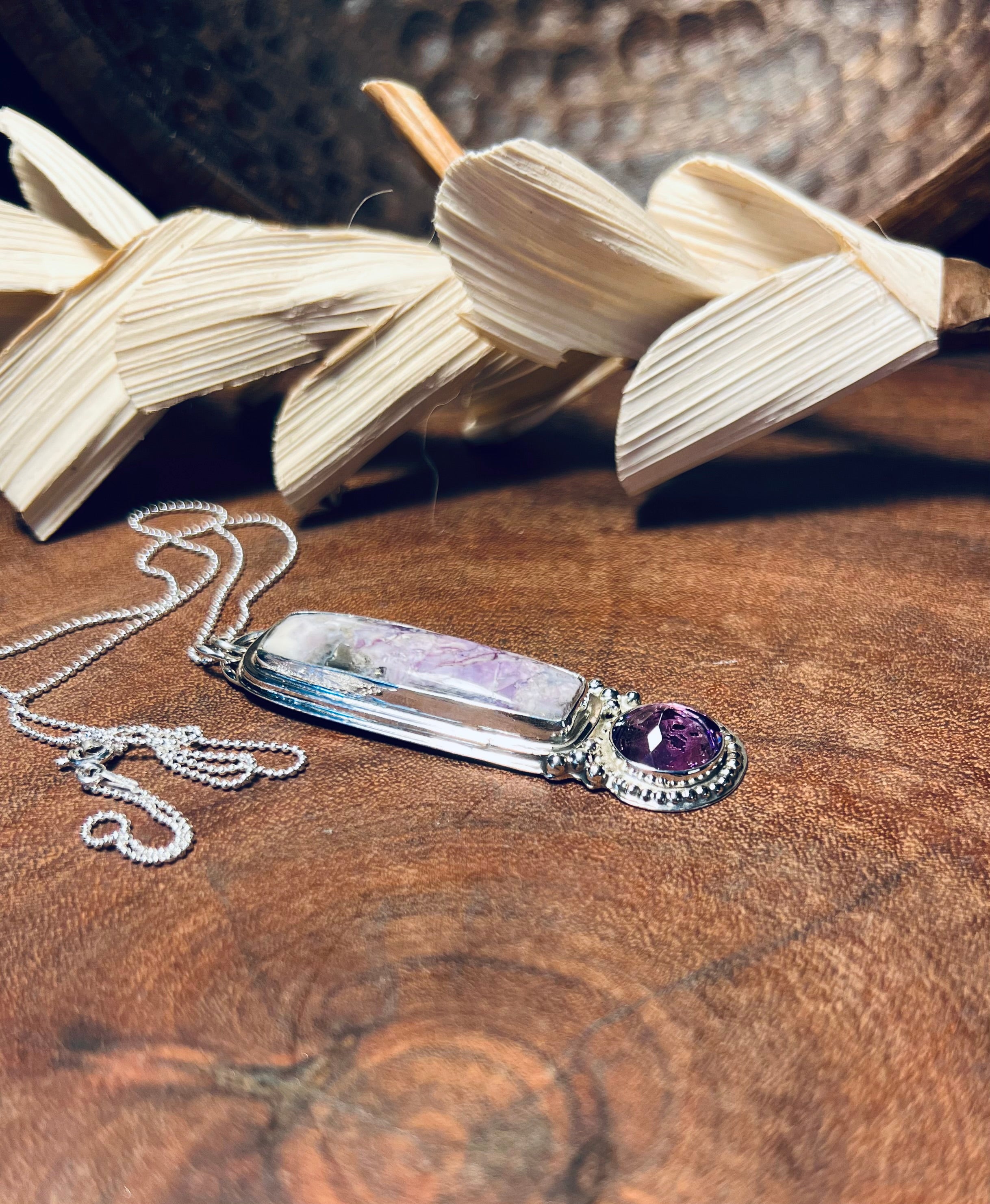 Amethyst Rosecut Handmade Sterling Silver Necklace outlet