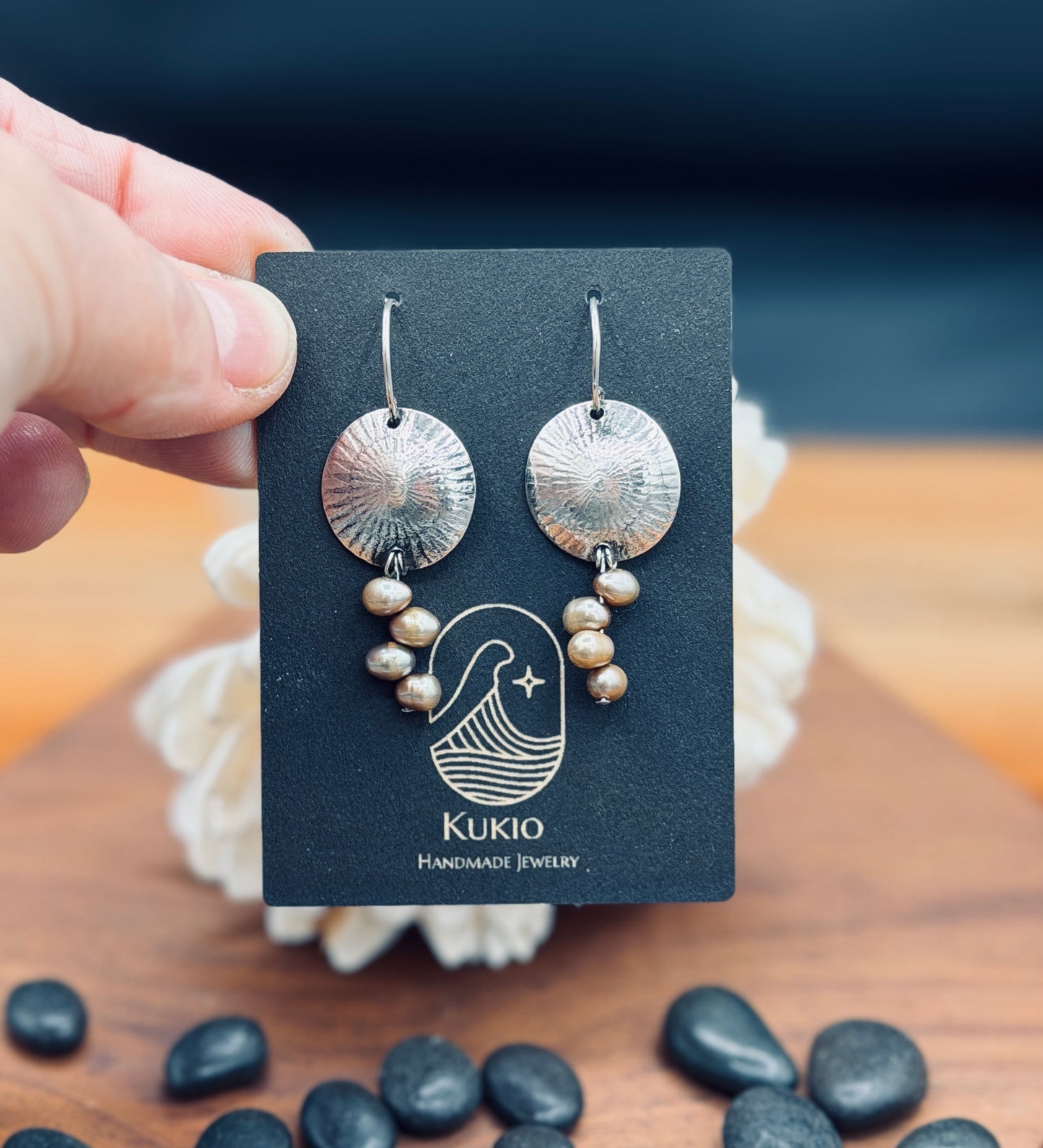 Sterling Silver Sea Shell with Baroque Pearls