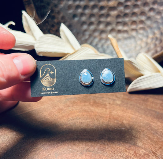 Blue Opal Sterling Silver Stud Earrings