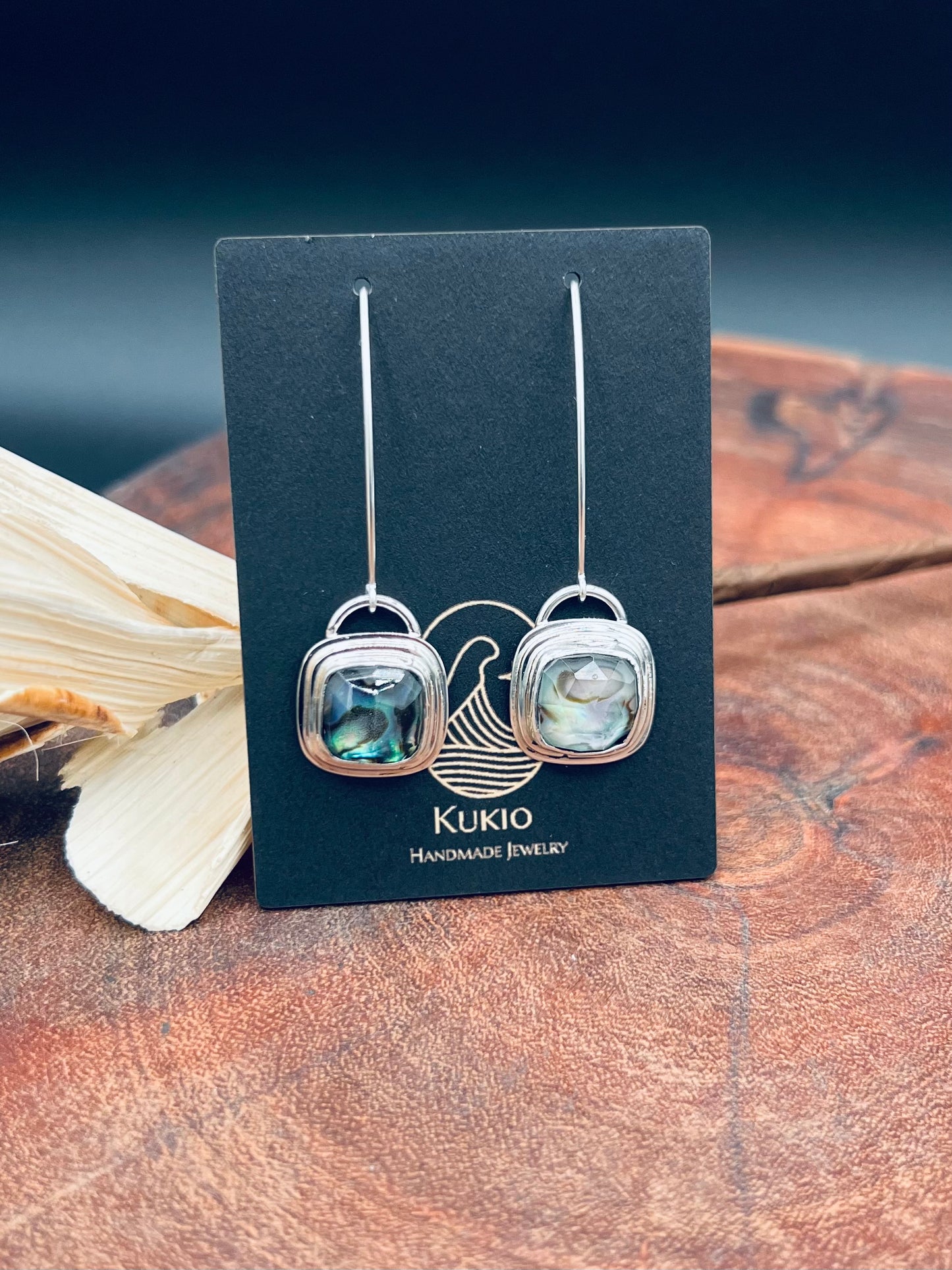 Abalone Doublet Sterling Silver Dangle Earrings