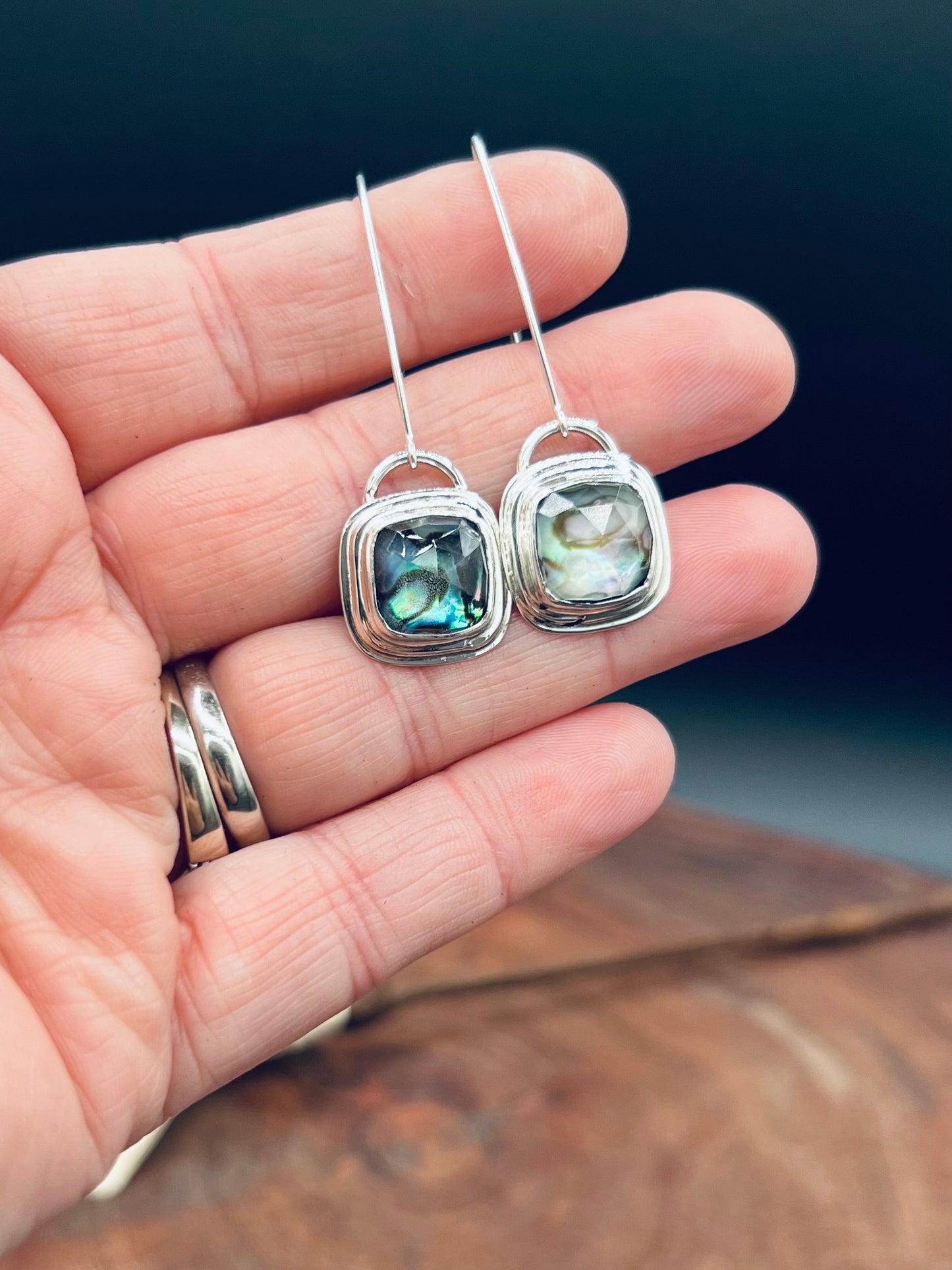 Abalone Doublet Sterling Silver Dangle Earrings