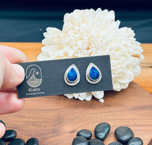 Sterling Silver Lapis Tear Drop Stud Earrings