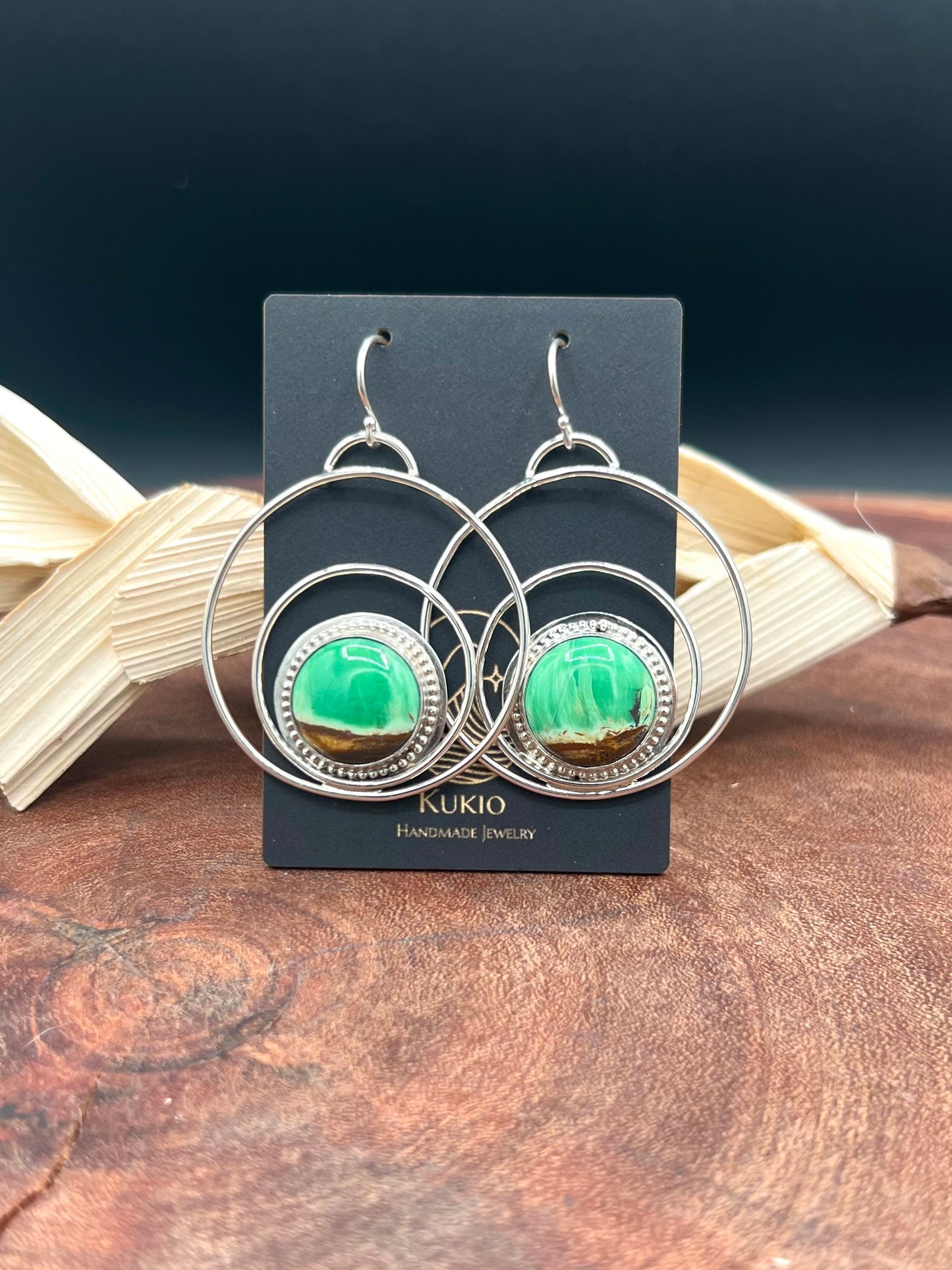 Australian Variscite Sterling Silver Hoop Earrings