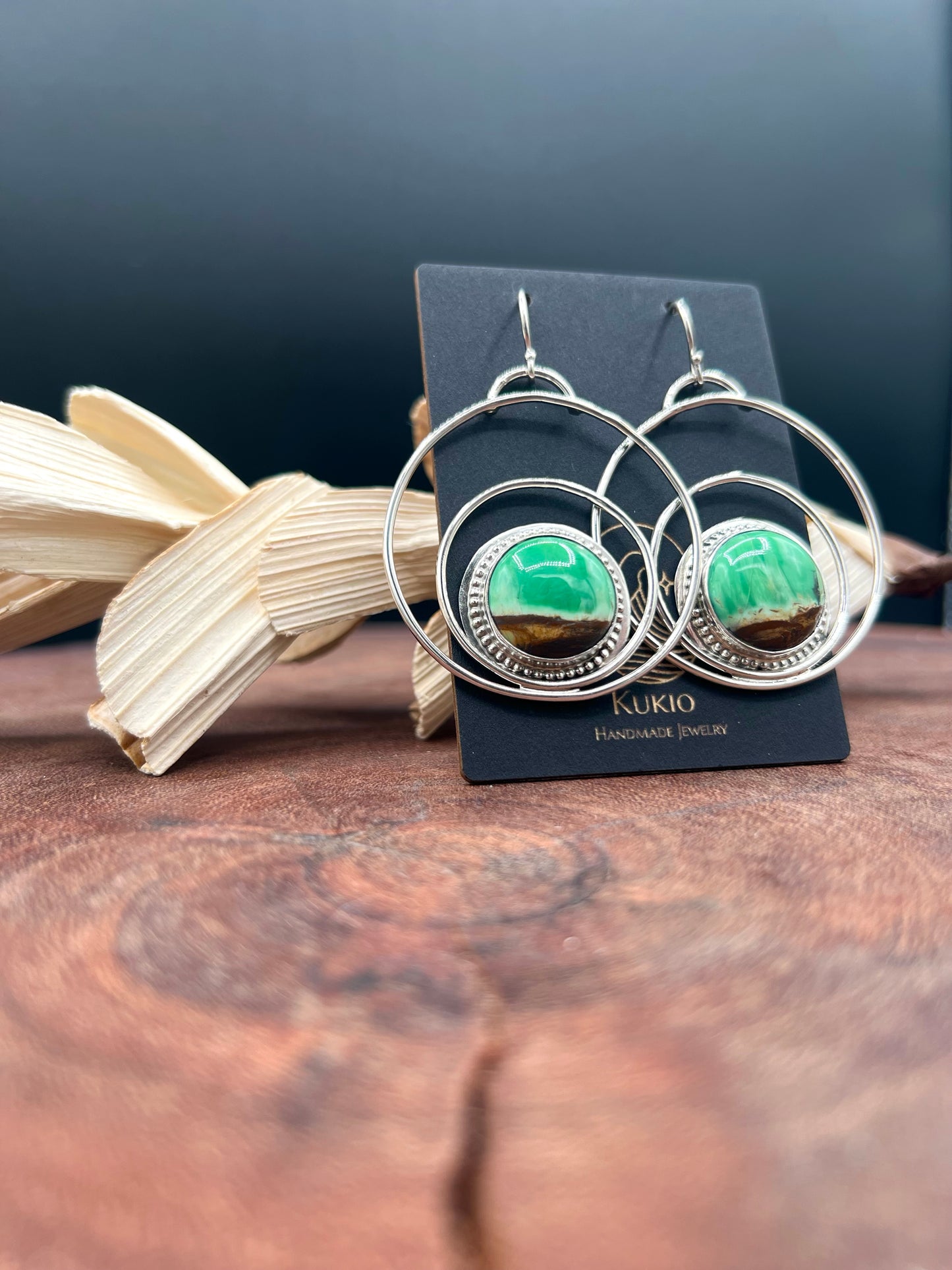 Australian Variscite Sterling Silver Hoop Earrings