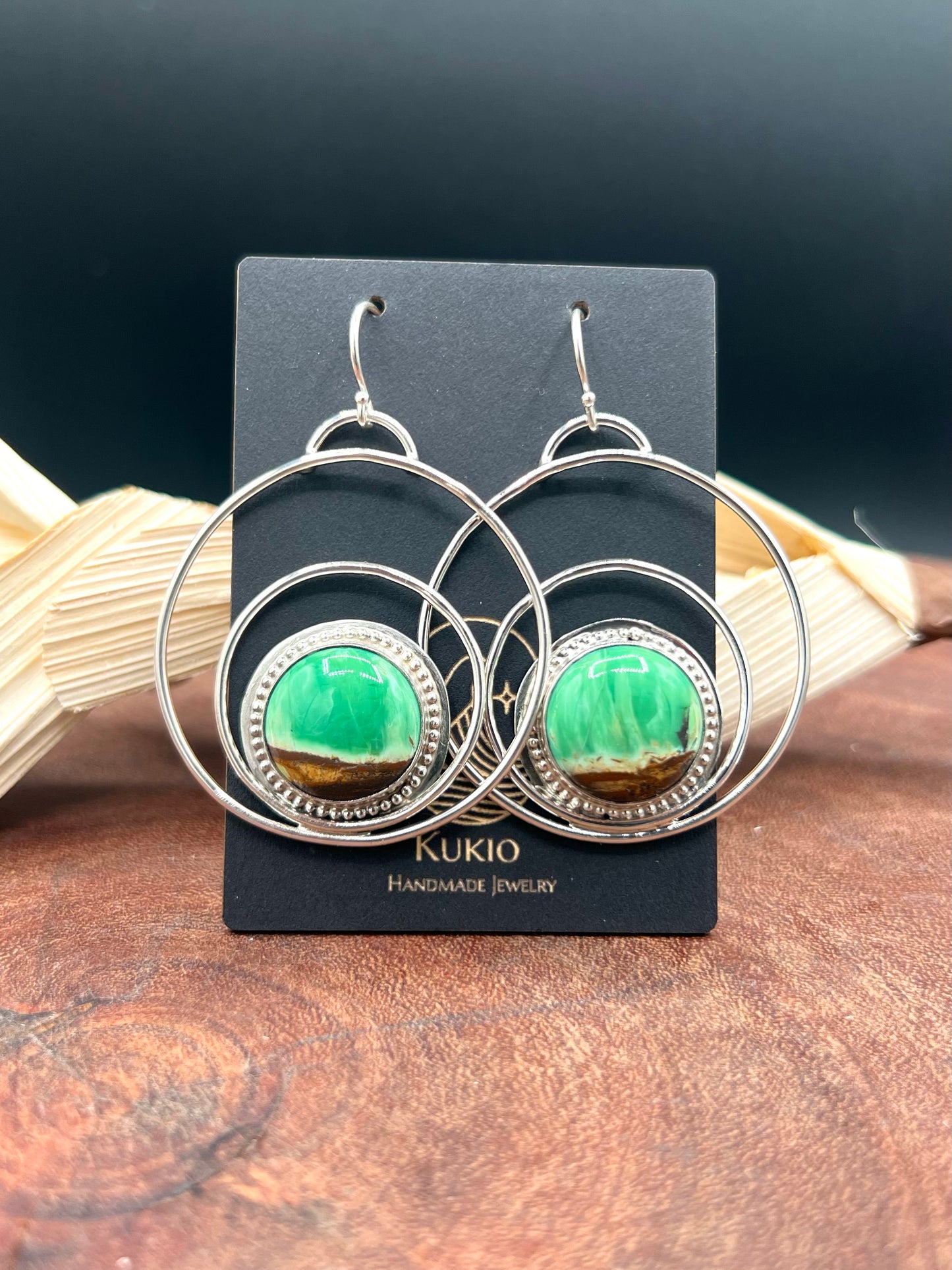 Australian Variscite Sterling Silver Hoop Earrings