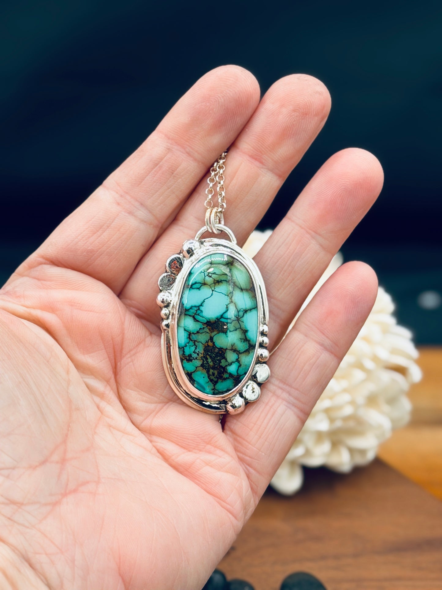 Sterling Silver Hubei Turquoise Pendant
