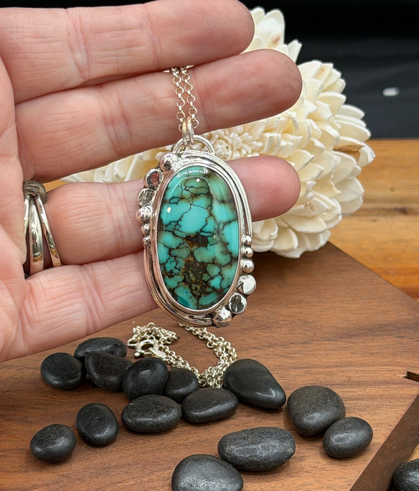 Sterling Silver Hubei Turquoise Pendant