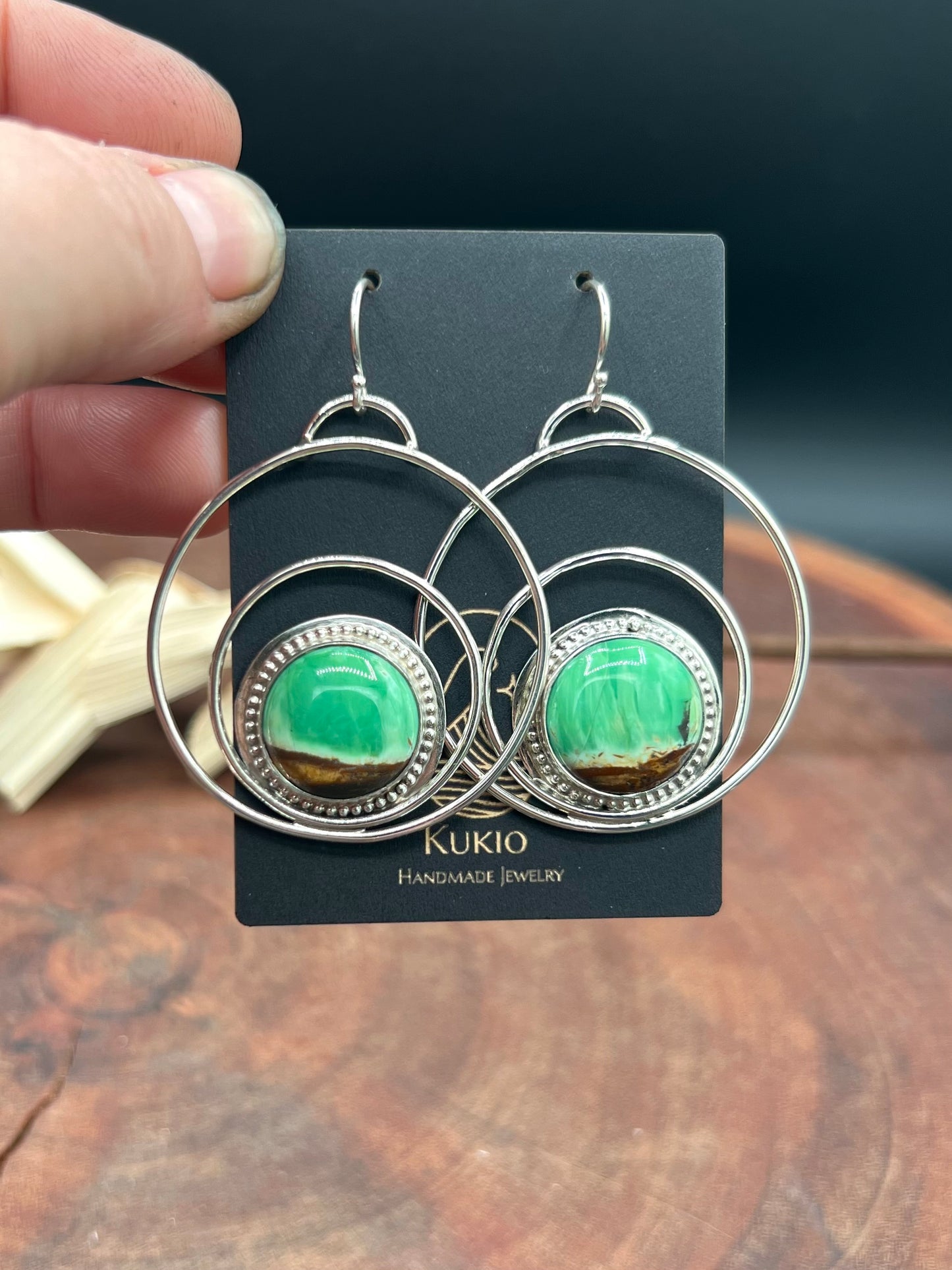 Australian Variscite Sterling Silver Hoop Earrings