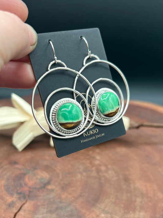 Australian Variscite Sterling Silver Hoop Earrings