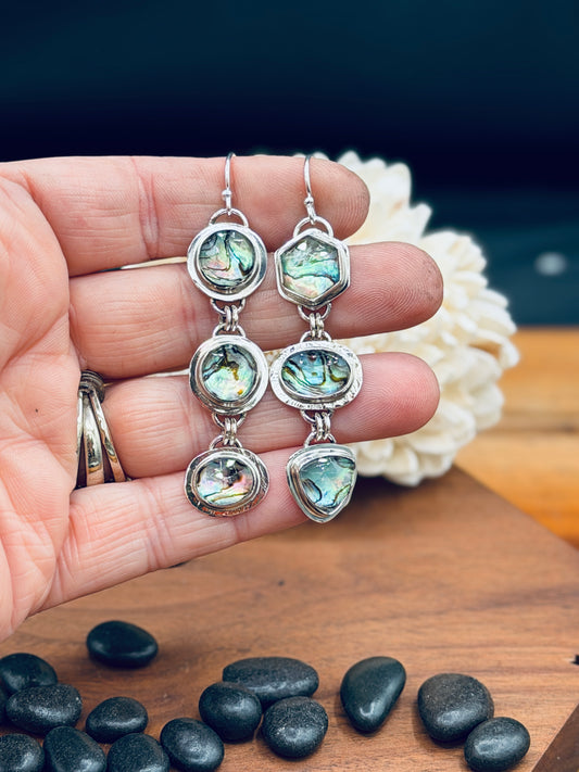 Triple Abalone Shell Doublet Earrings