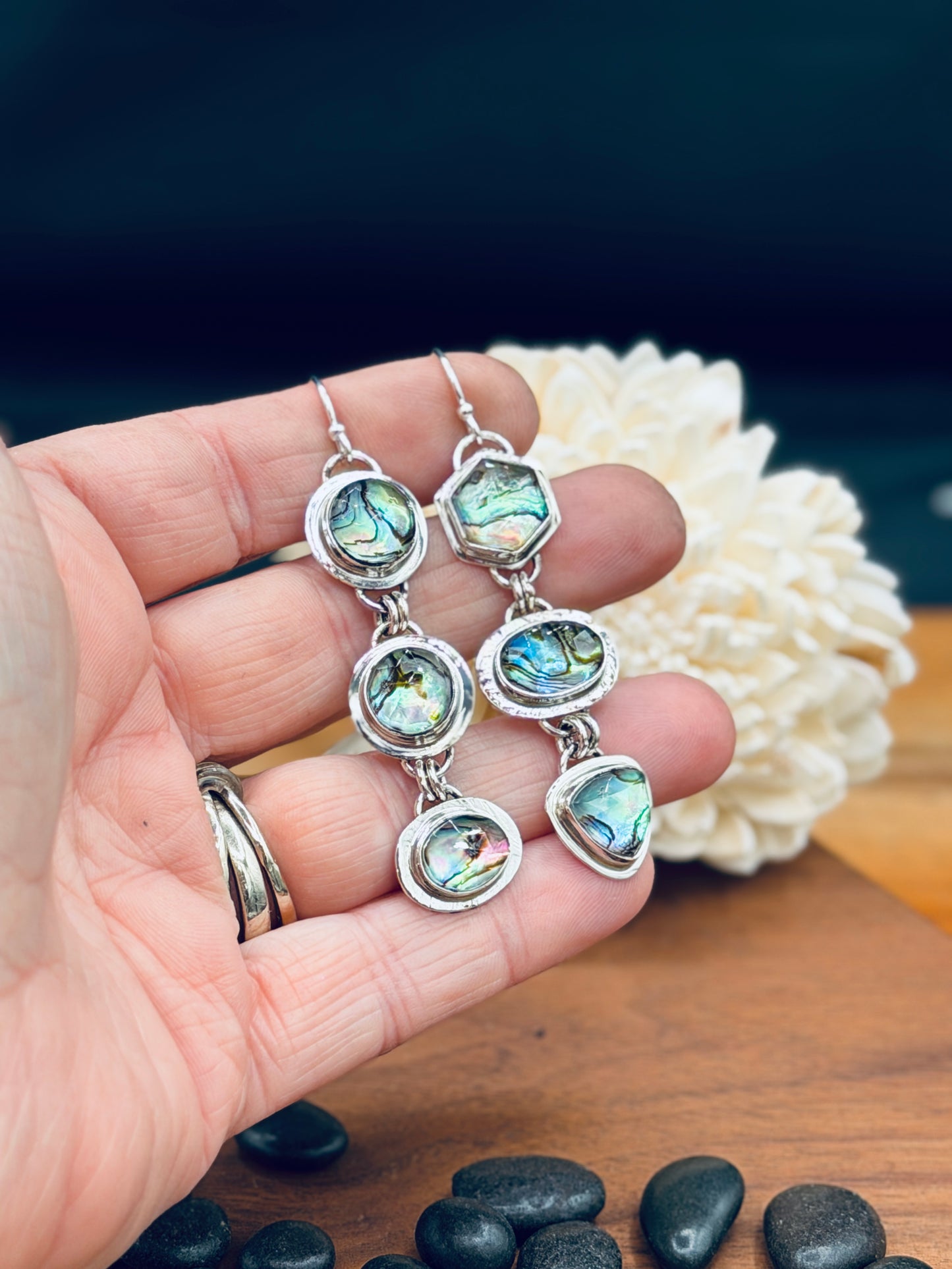 Triple Abalone Shell Doublet Earrings