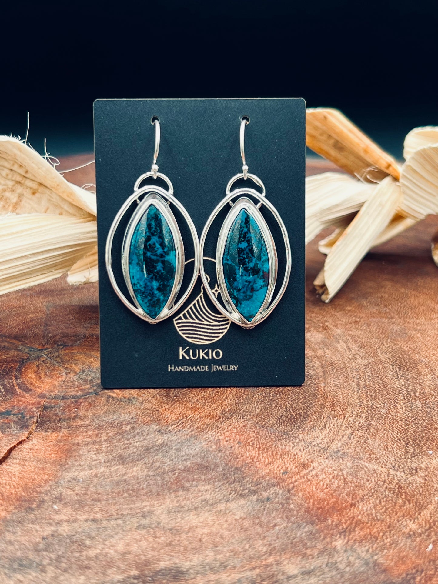 Shattuckite Sterling Silver Earrings