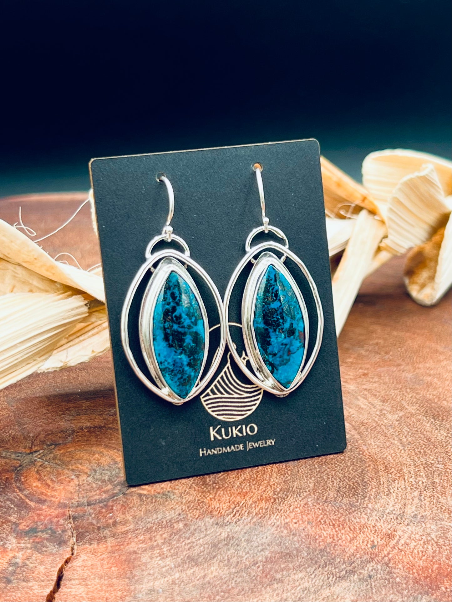 Shattuckite Sterling Silver Earrings