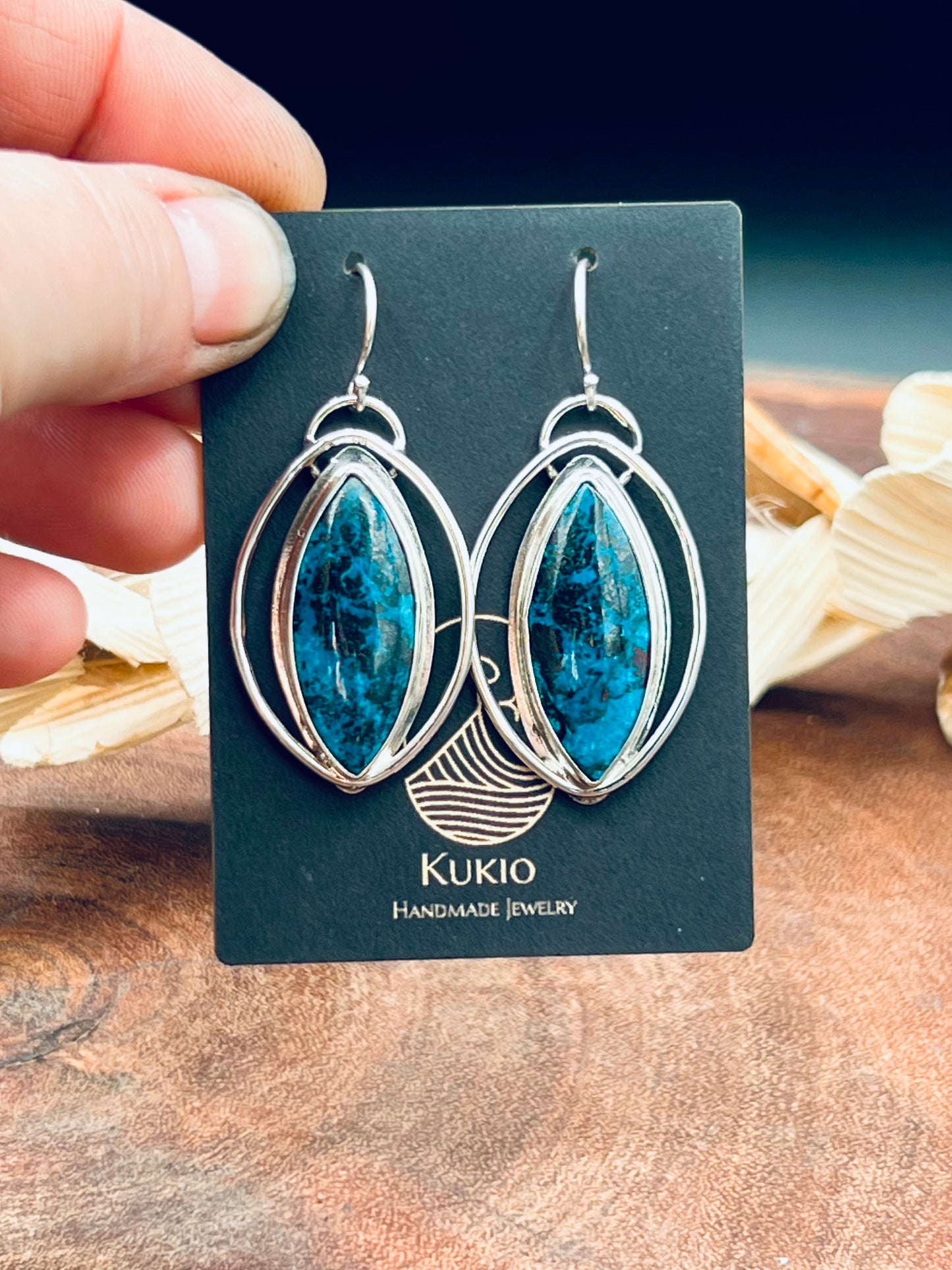 Shattuckite Sterling Silver Earrings