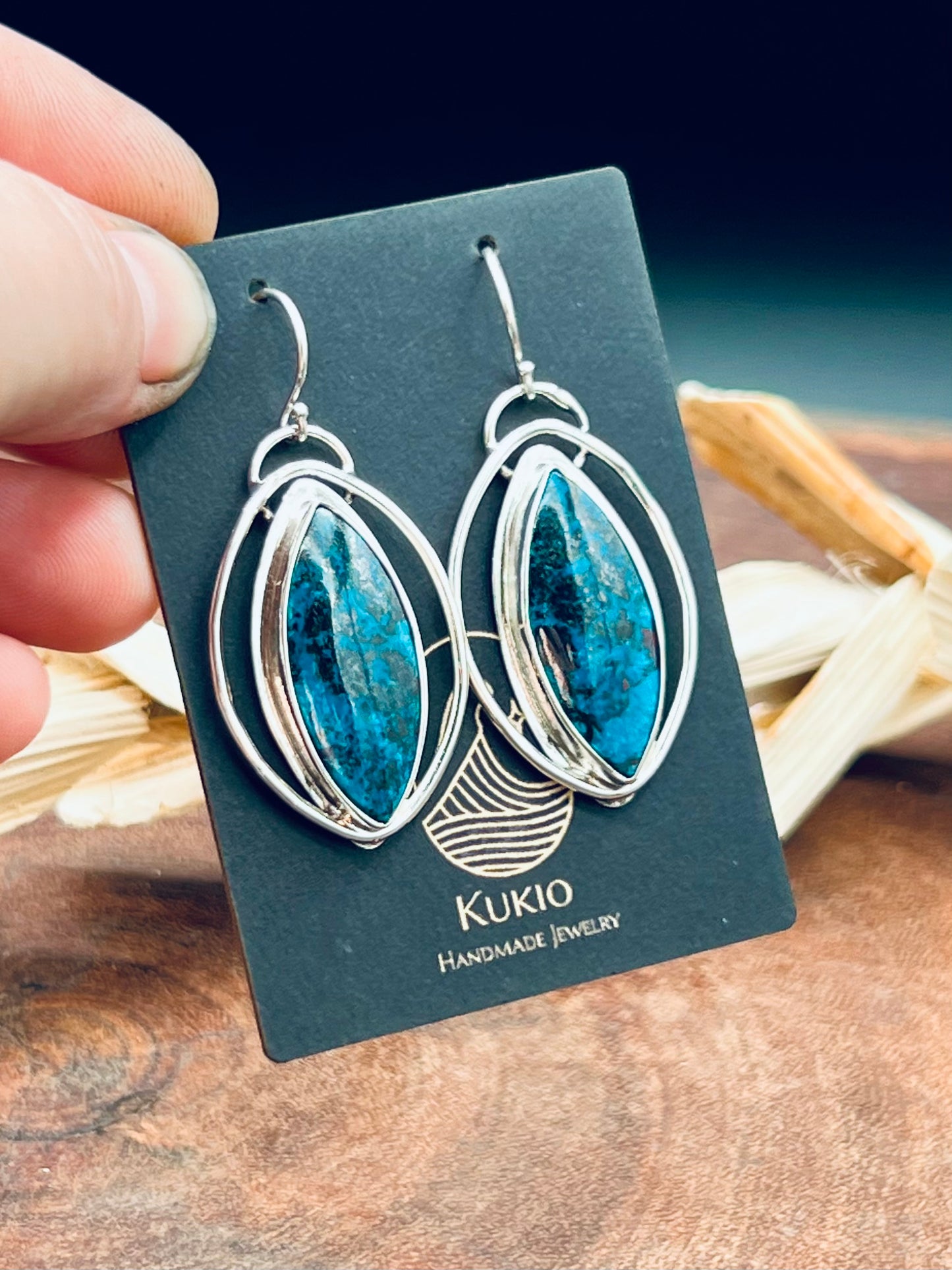 Shattuckite Sterling Silver Earrings