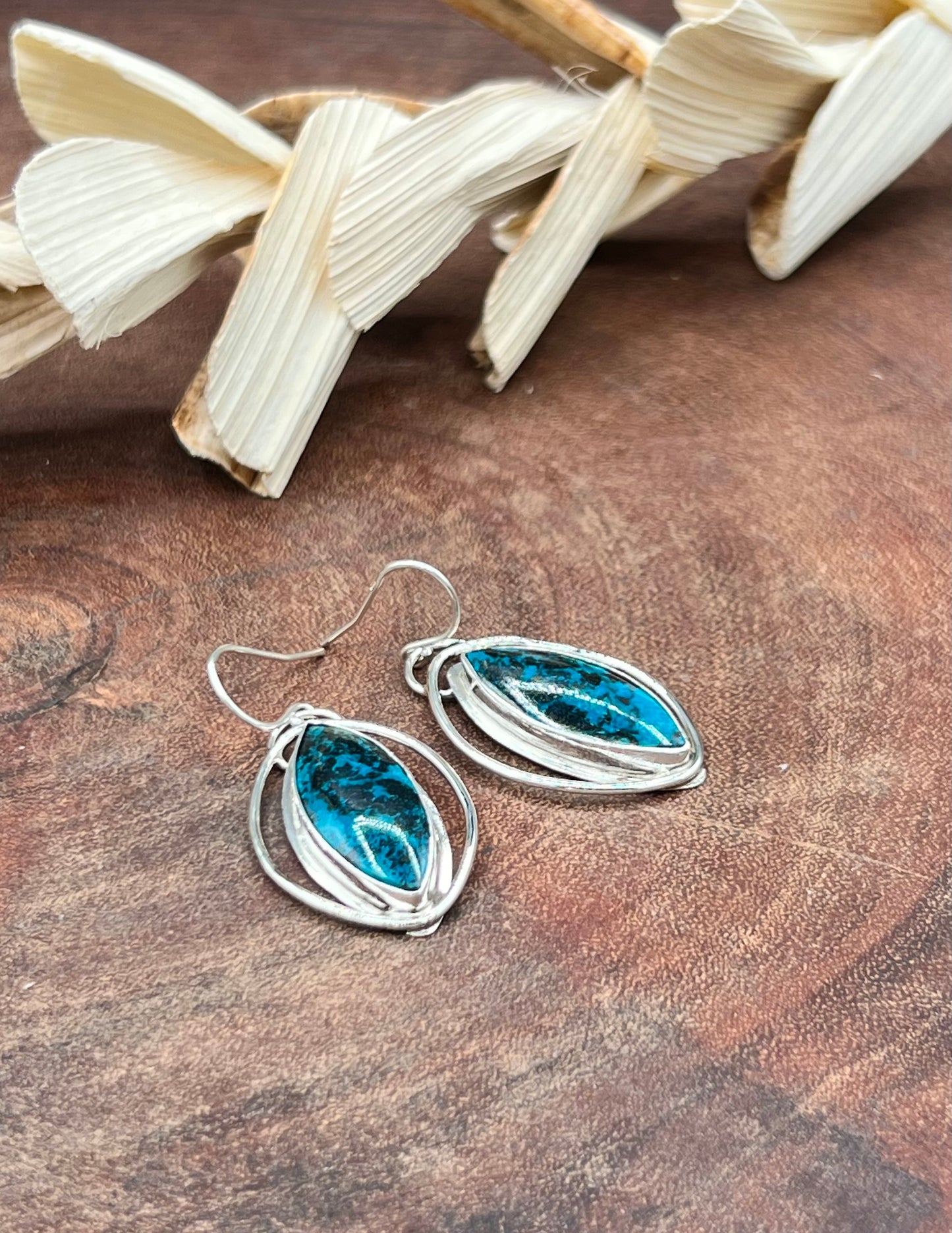 Shattuckite Sterling Silver Earrings