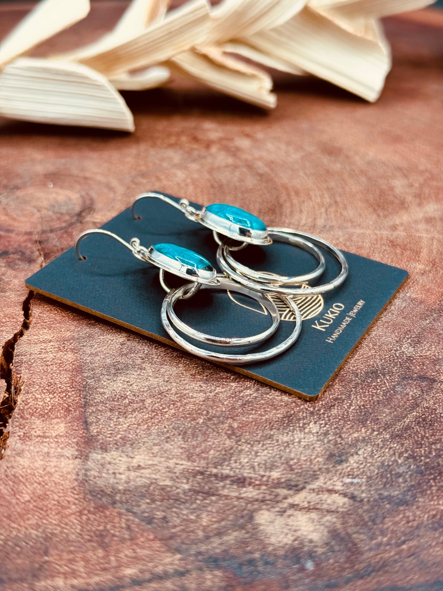 Sterling Silver Amazonite Hoop Earrings