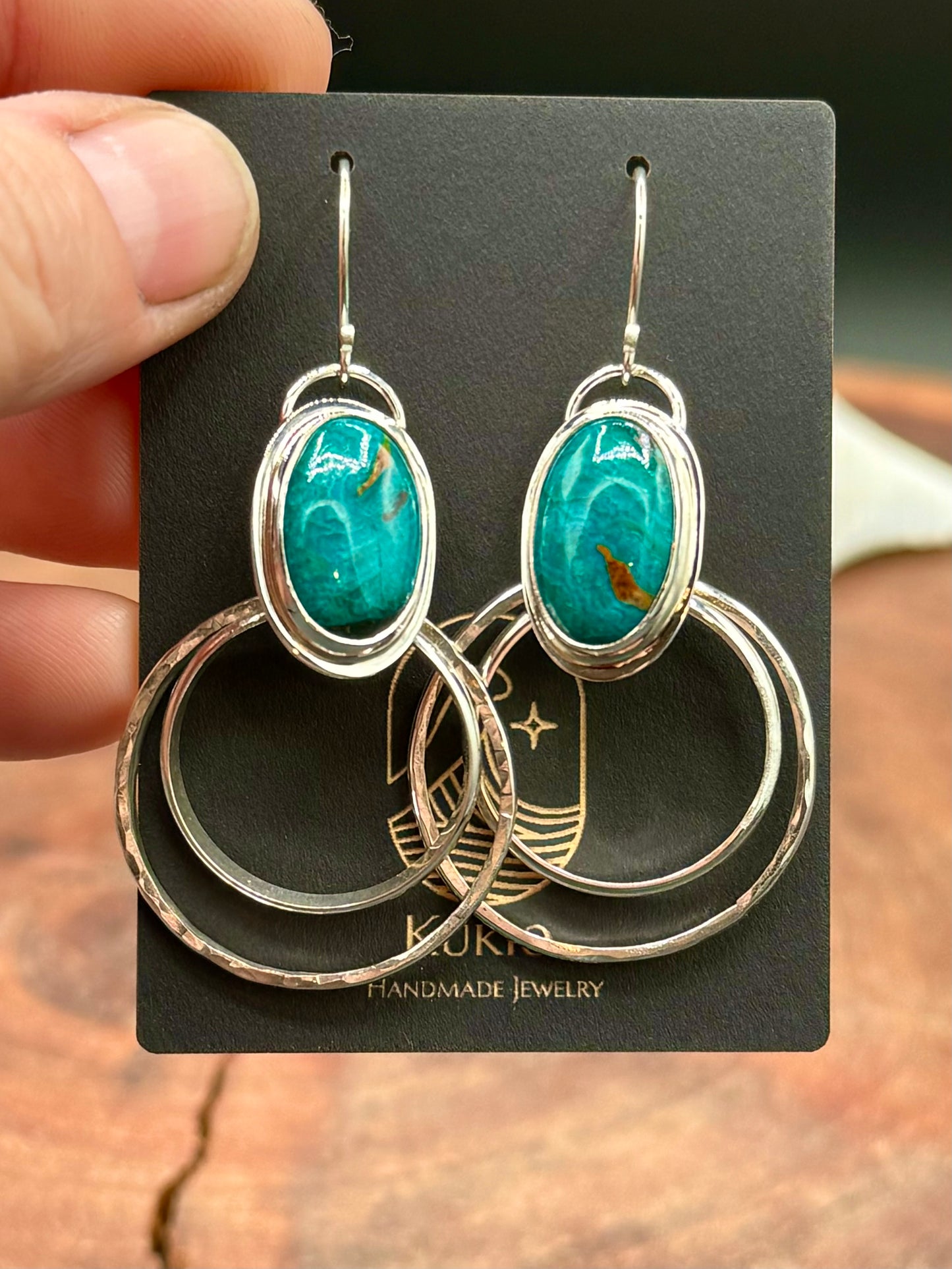 Sterling Silver Amazonite Hoop Earrings