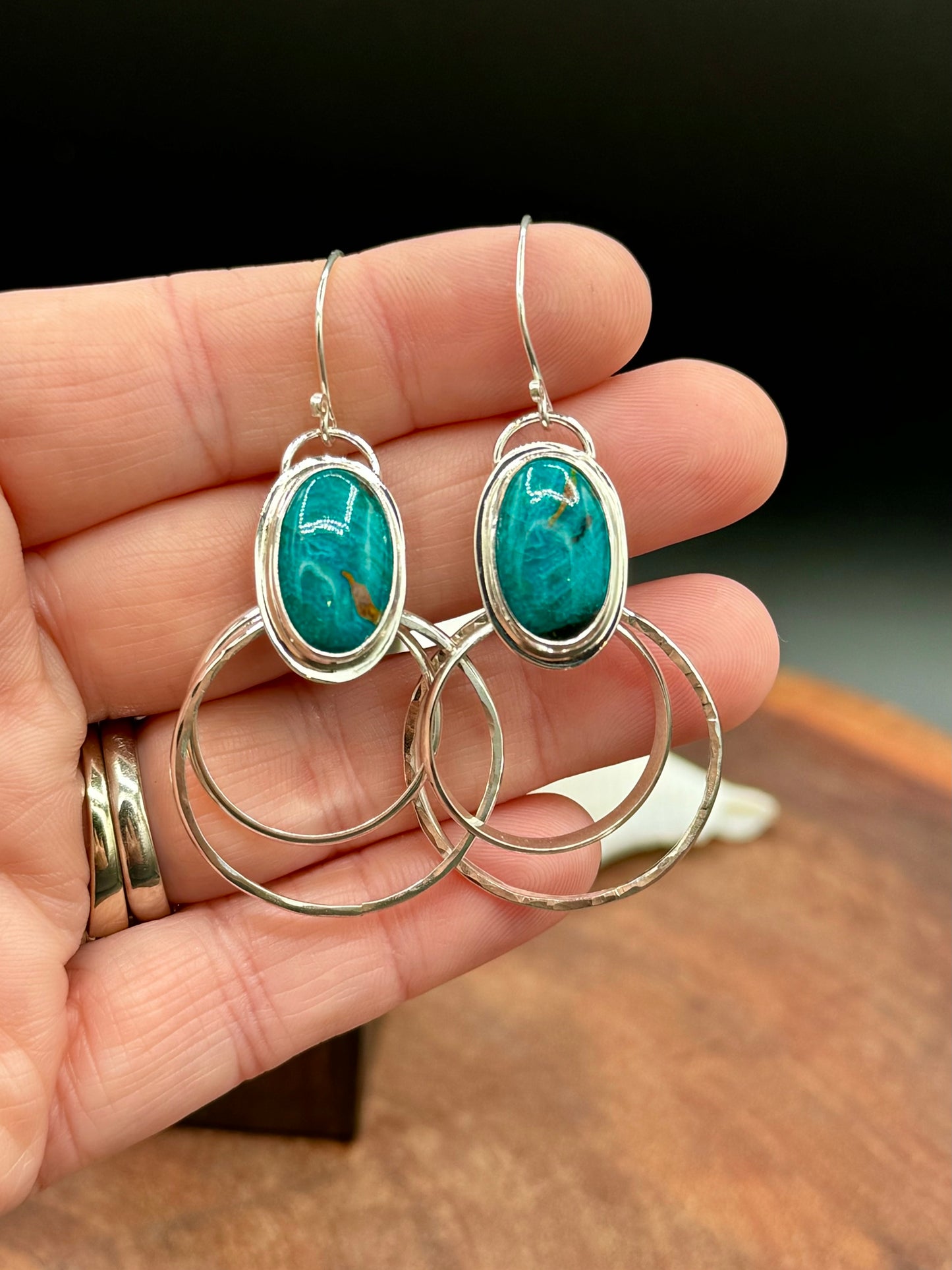 Sterling Silver Amazonite Hoop Earrings