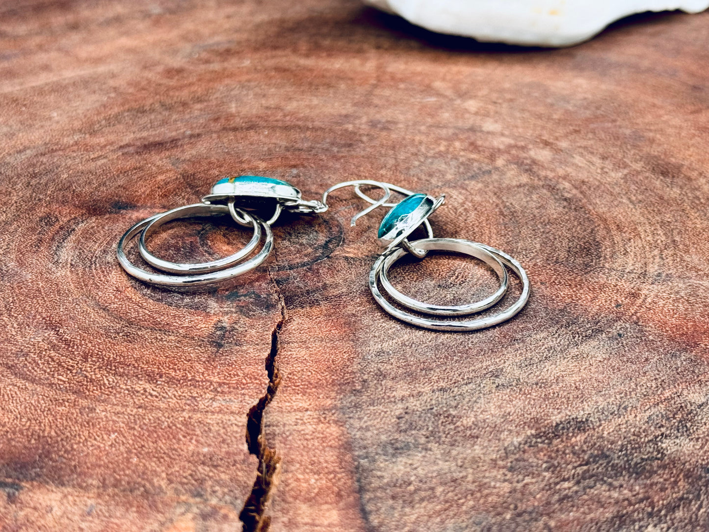 Sterling Silver Amazonite Hoop Earrings