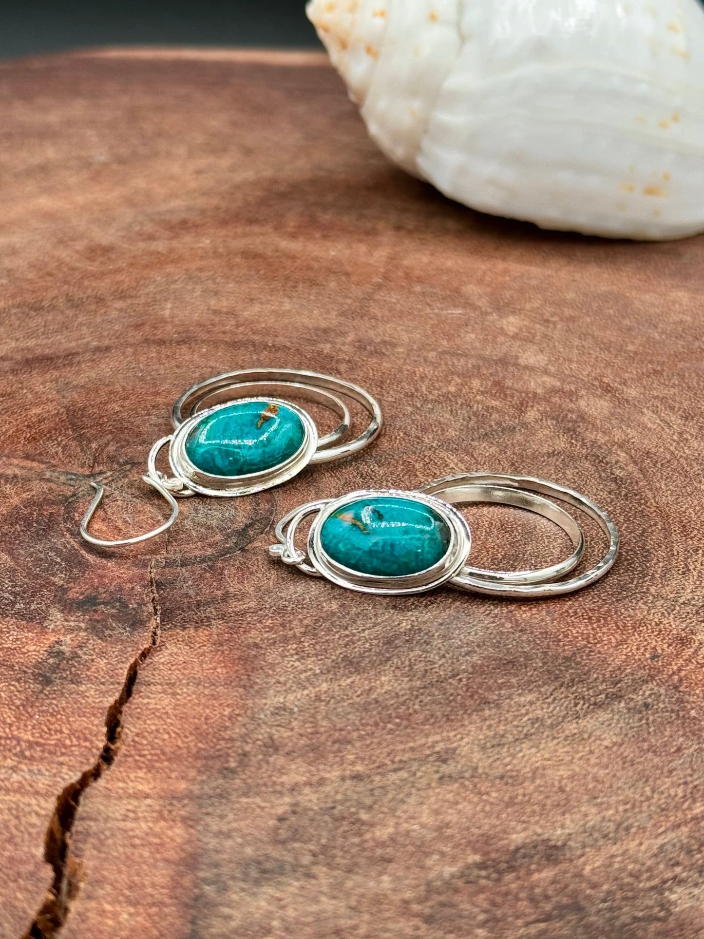 Sterling Silver Amazonite Hoop Earrings