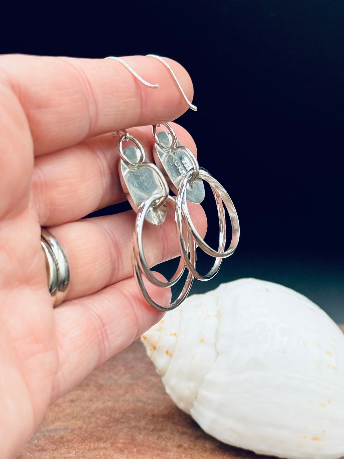 Sterling Silver Amazonite Hoop Earrings