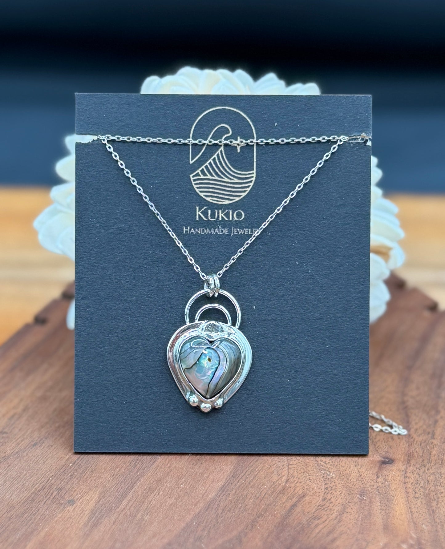 Sterling Silver Heart Abalone Pendant